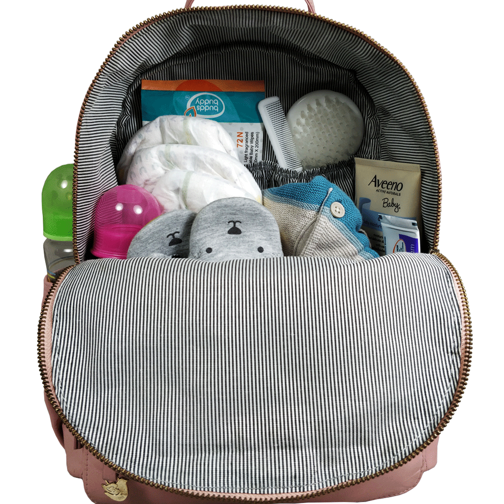 'ISABELLA' Baby Pink Lightweight Luxurious Baby Changing/Diaper Leather Backpack