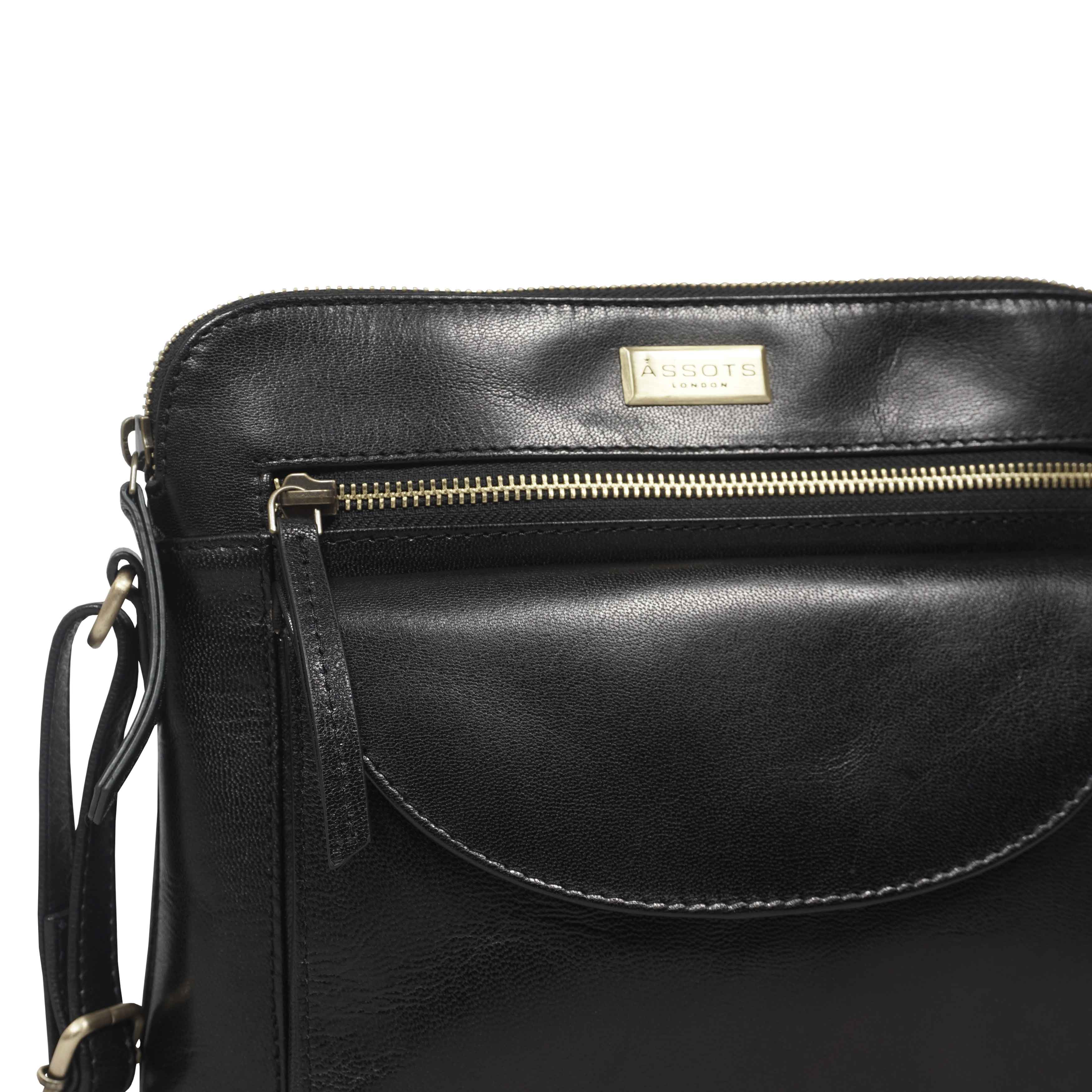 'JEAN' Black Vegetable Tanned Real Leather Crossbody Bag