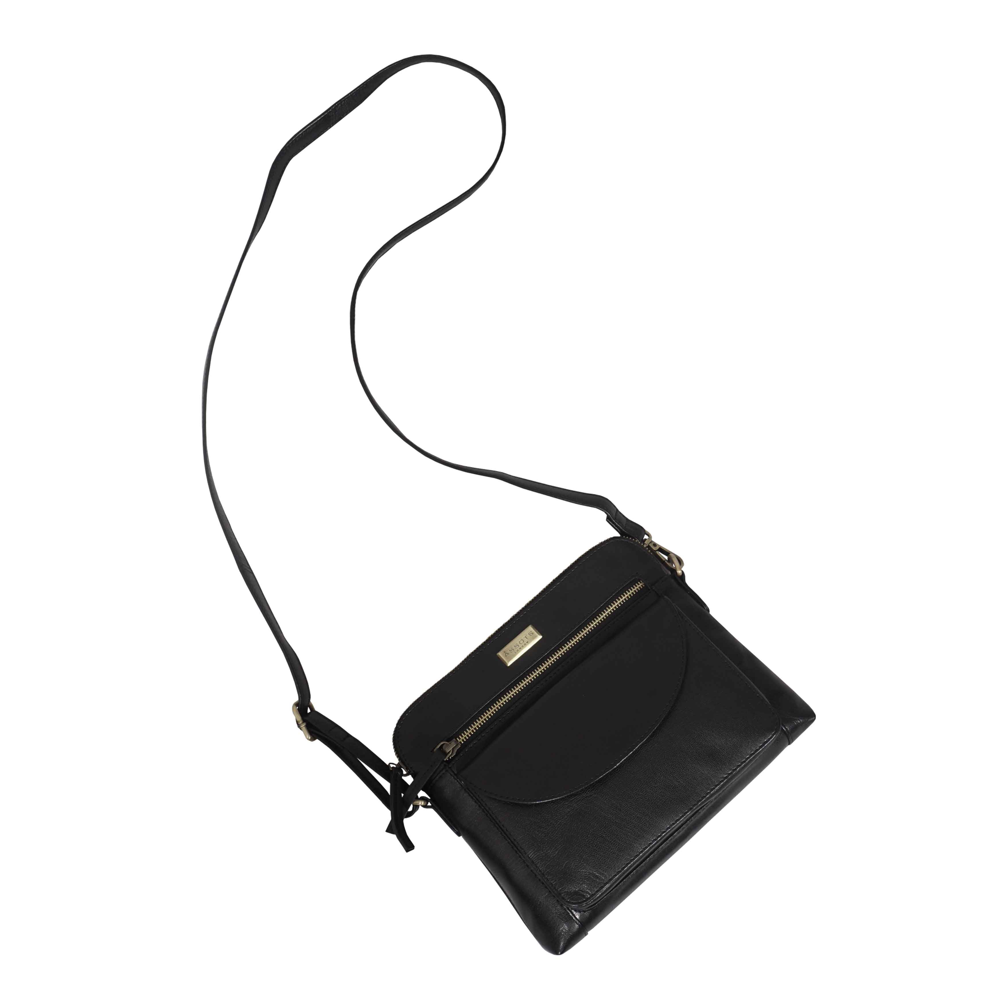 'JEAN' Black Vegetable Tanned Real Leather Crossbody Bag