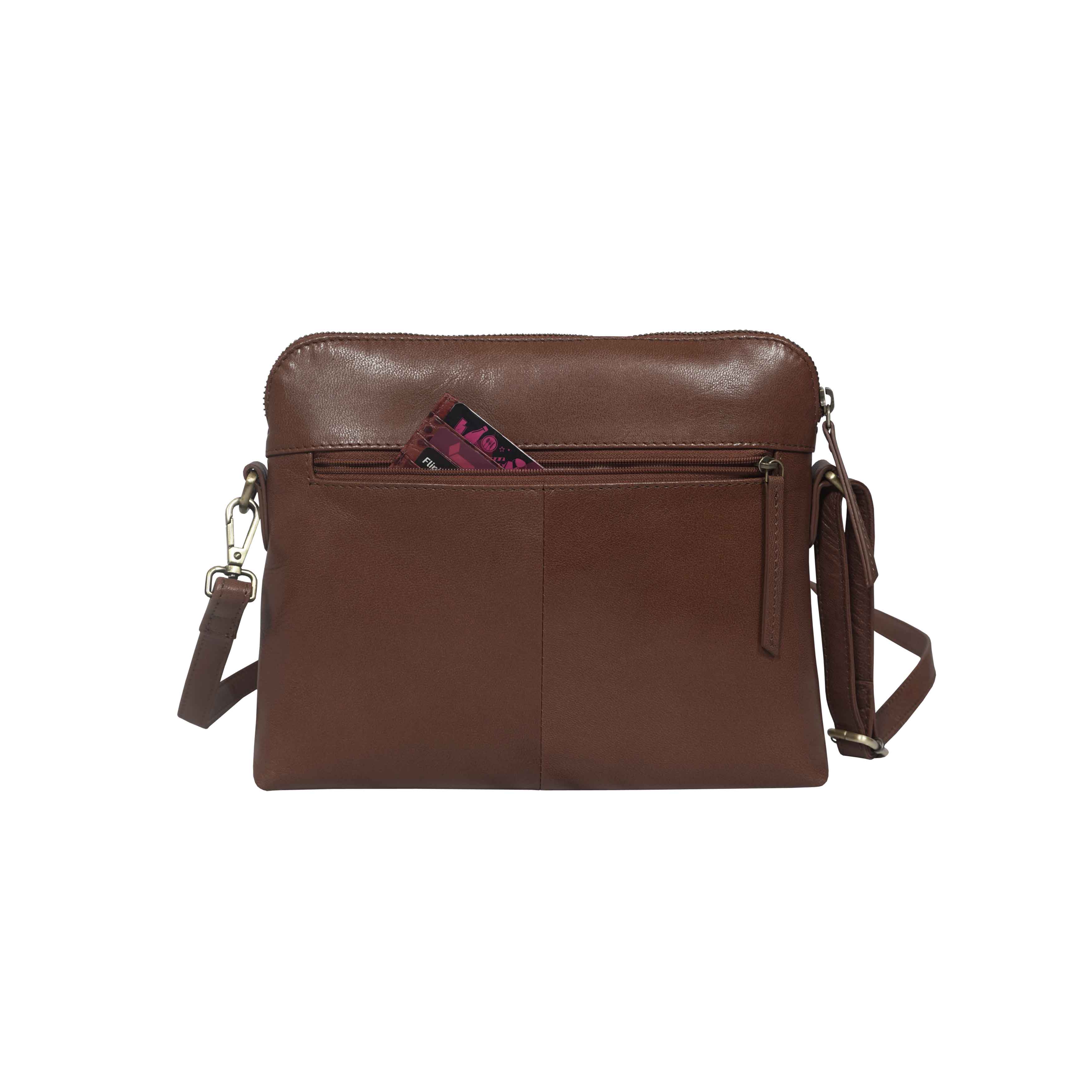'JEAN' Brown Vegetable Tanned Real Leather Crossbody Bag