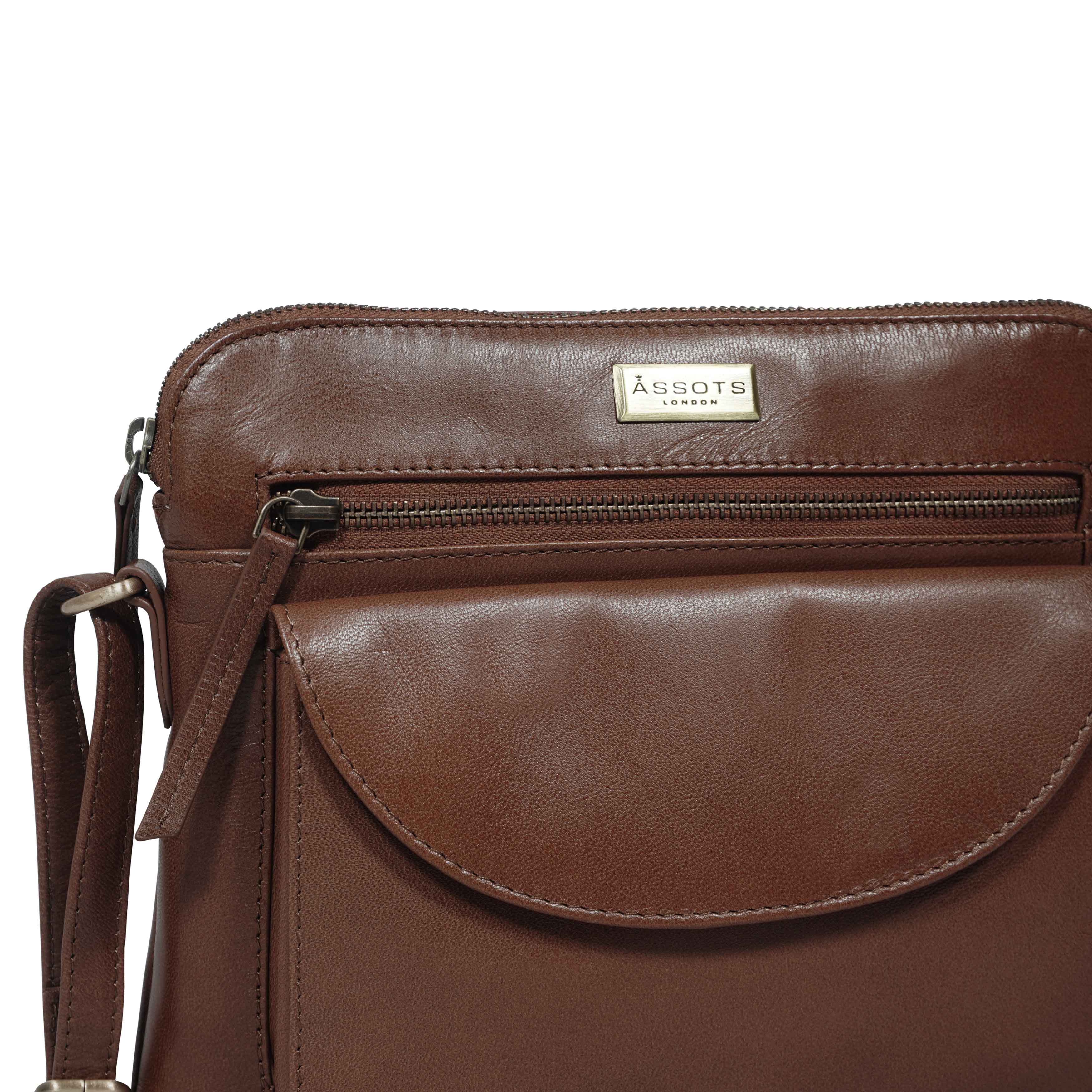 'JEAN' Brown Vegetable Tanned Real Leather Crossbody Bag
