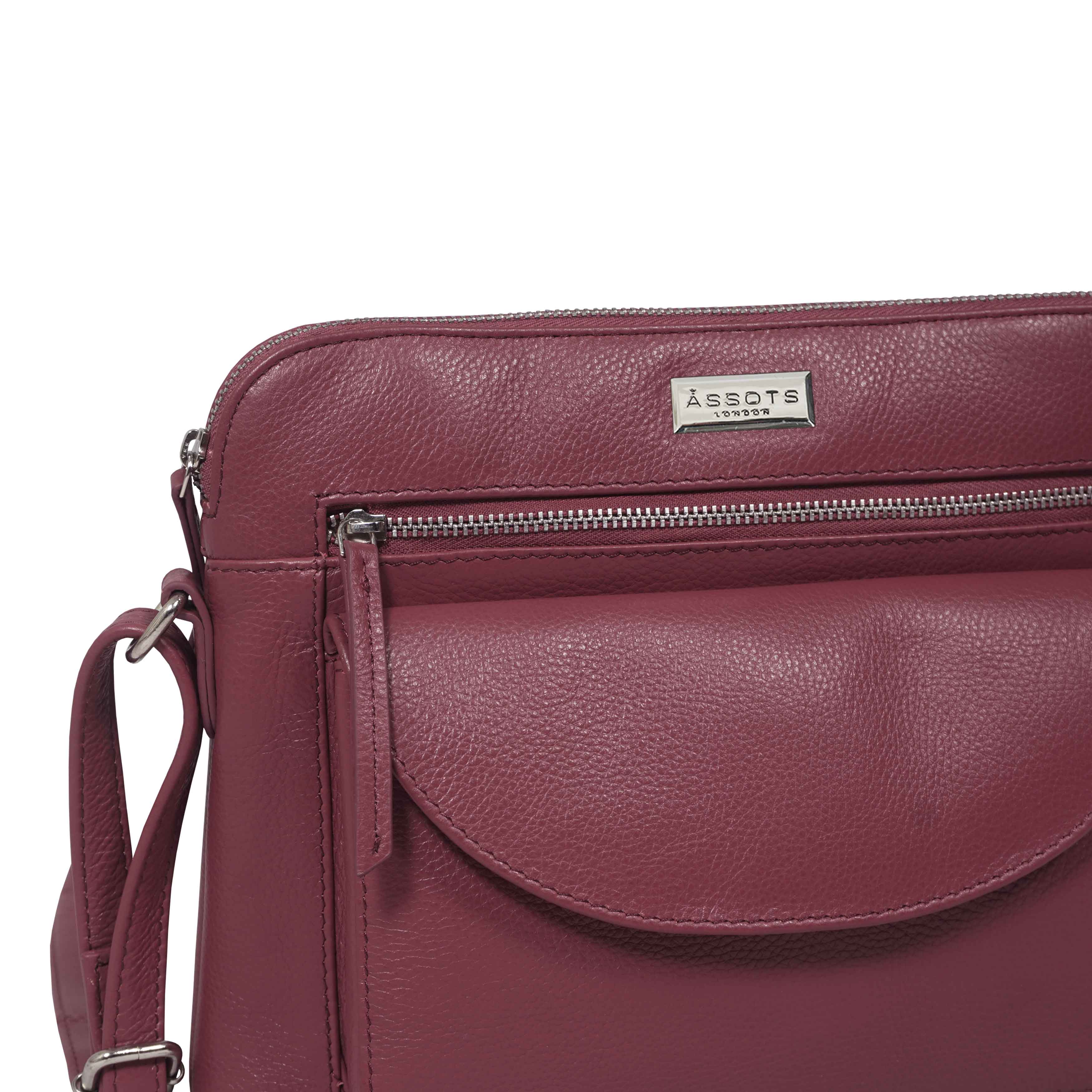 'JEAN' Carmine Pink Real Soft Pebble Grain Leather Crossbody Bag