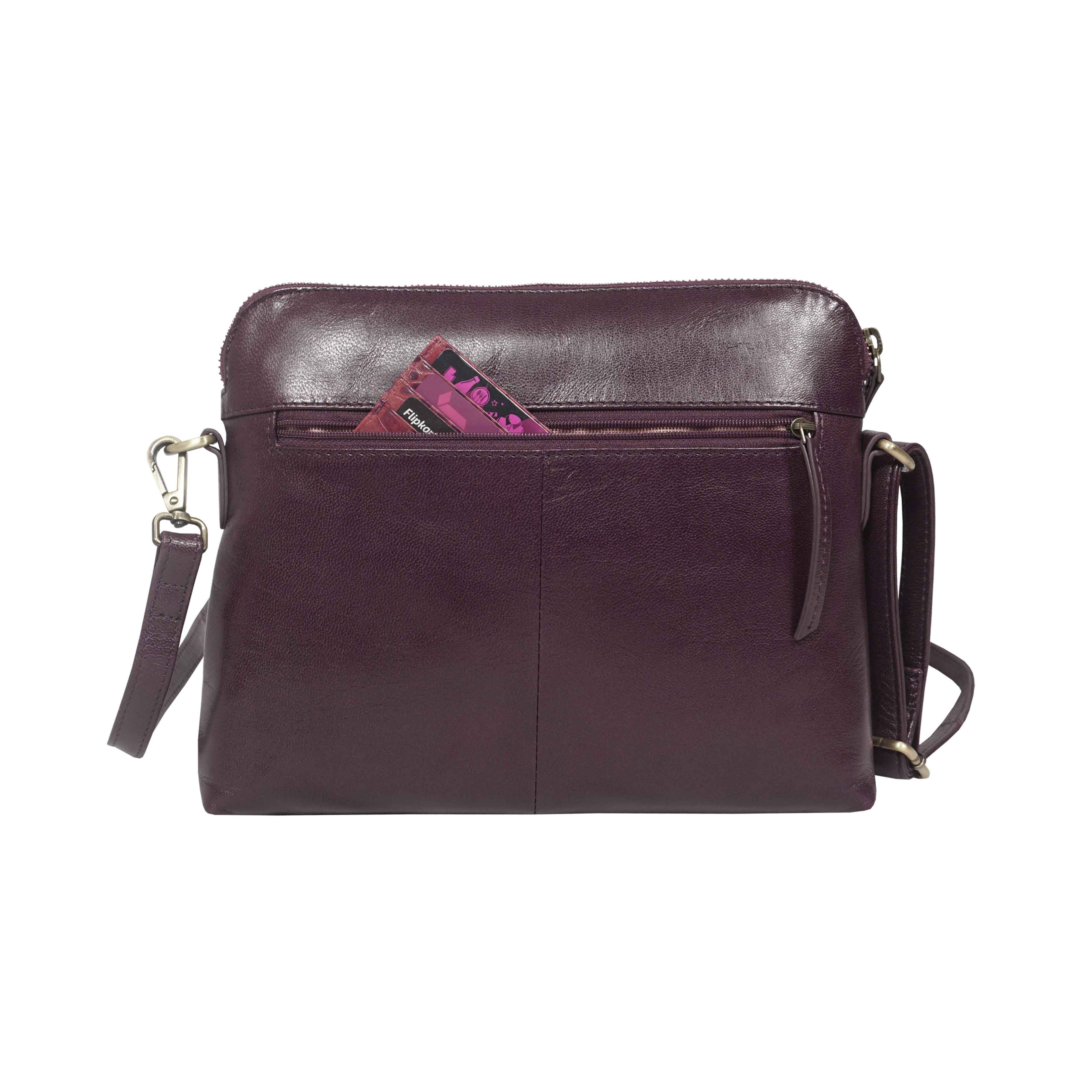 'JEAN' Plum Vegetable Tanned Real Leather Crossbody Bag