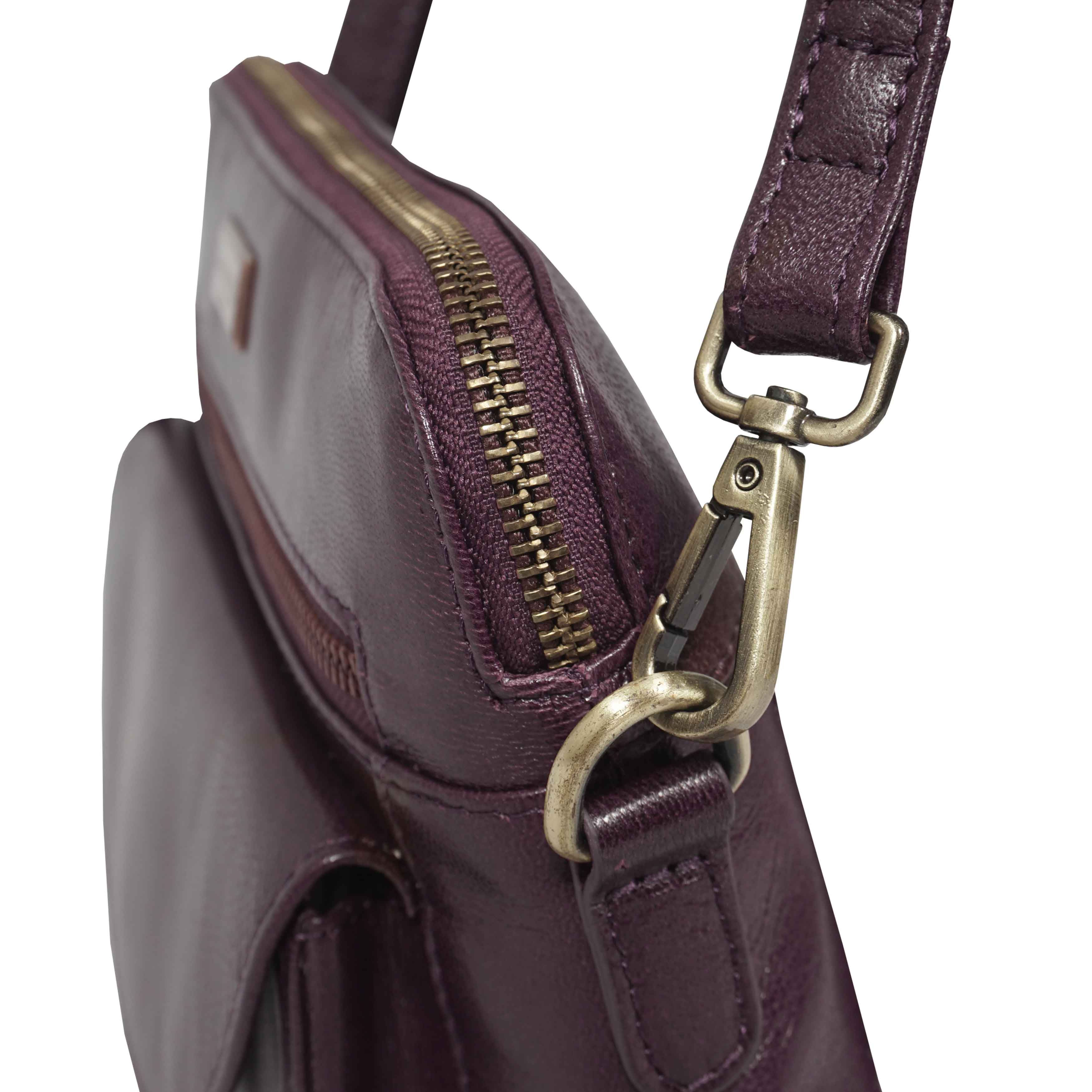 'JEAN' Plum Vegetable Tanned Real Leather Crossbody Bag