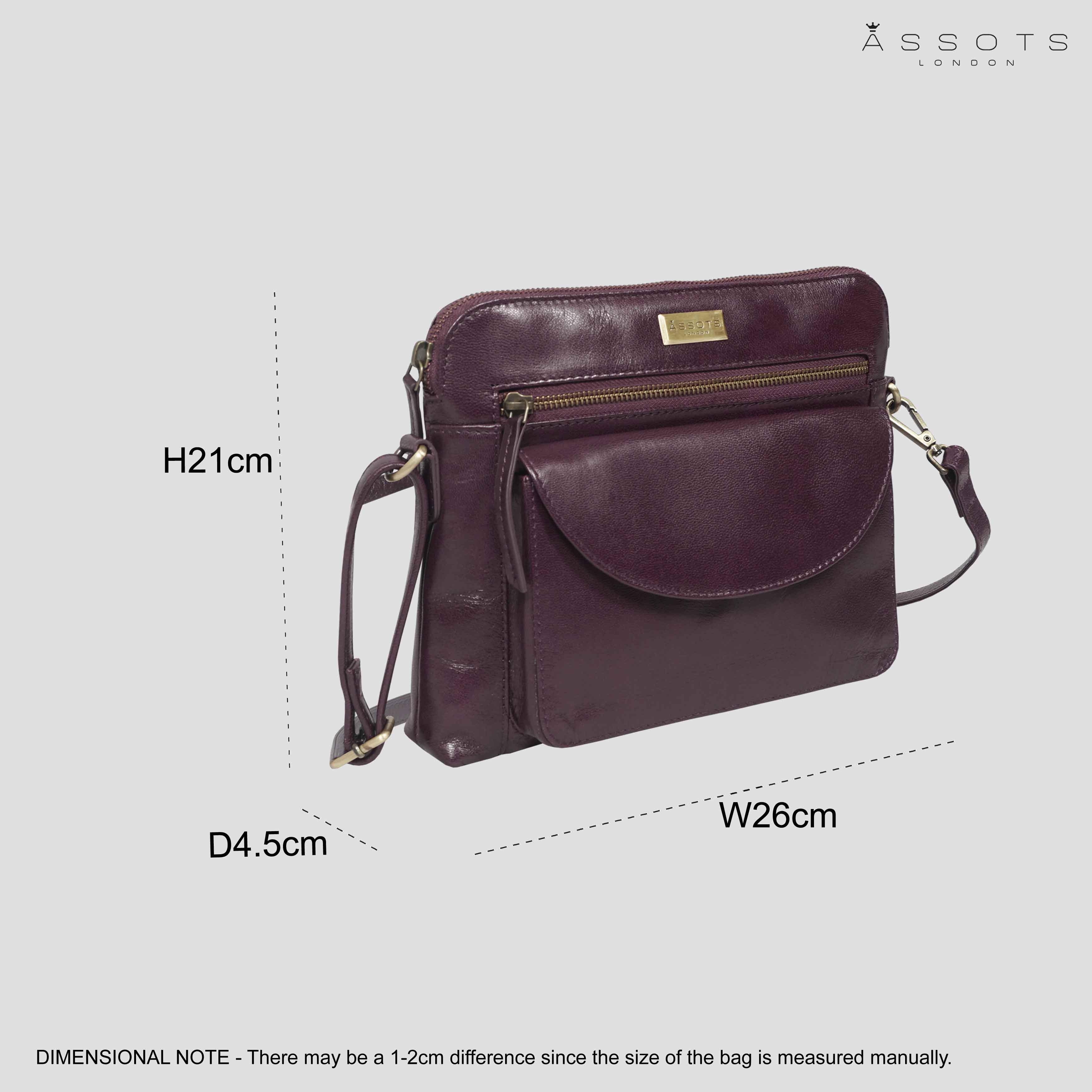 'JEAN' Plum Vegetable Tanned Real Leather Crossbody Bag