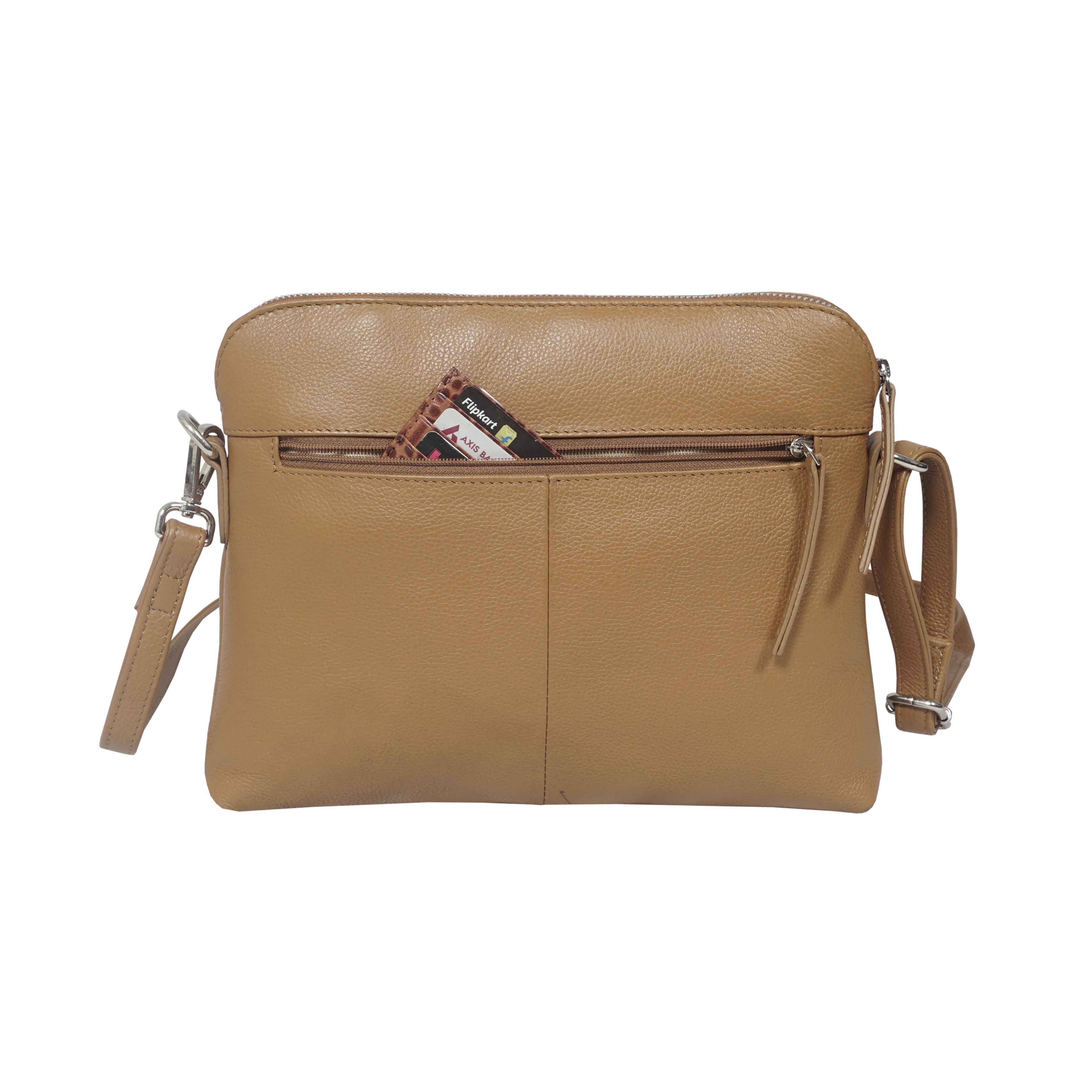 'JEAN' Light Tan Real Soft Pebble Grain Leather Crossbody Bag