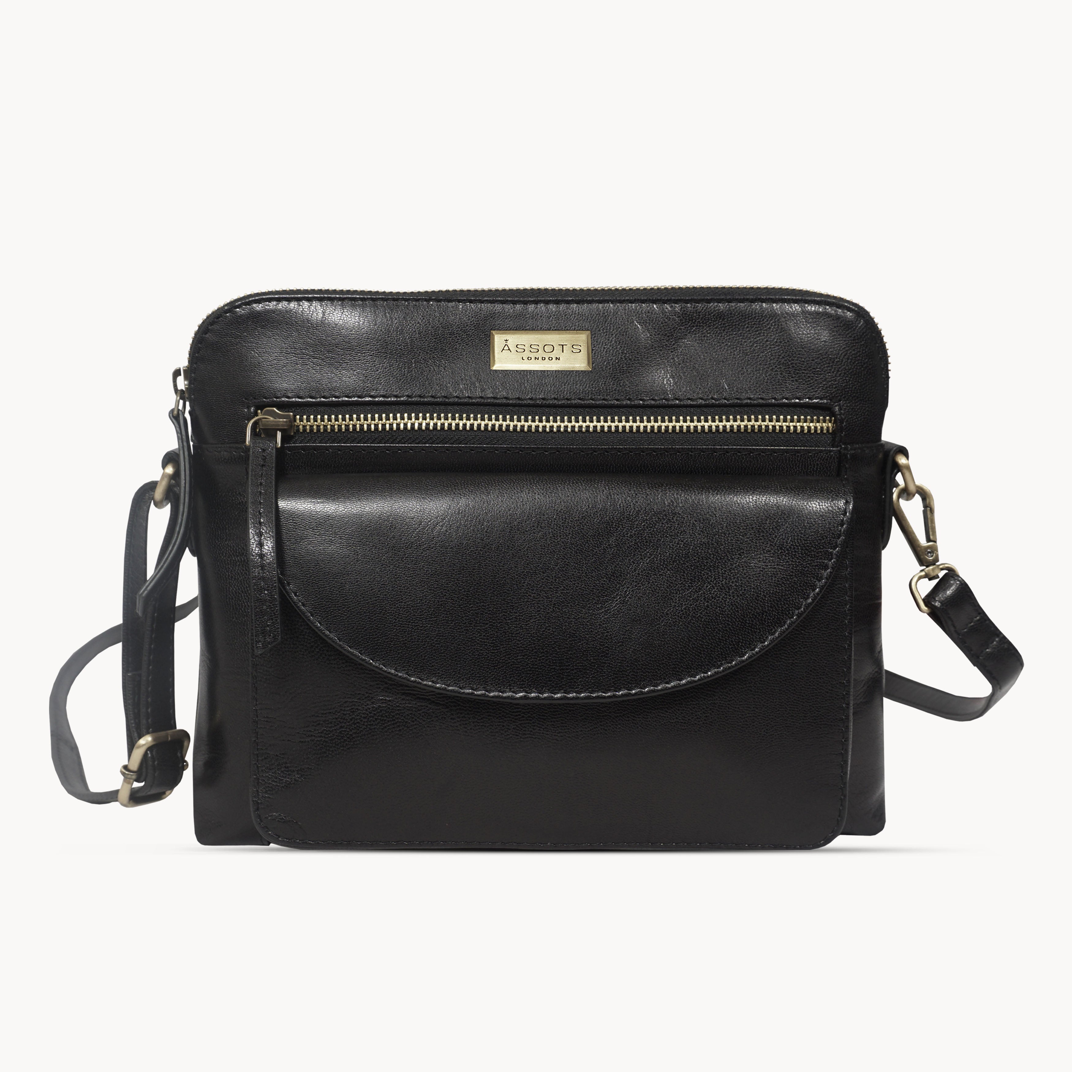 'JEAN' Black Vegetable Tanned Real Leather Crossbody Bag