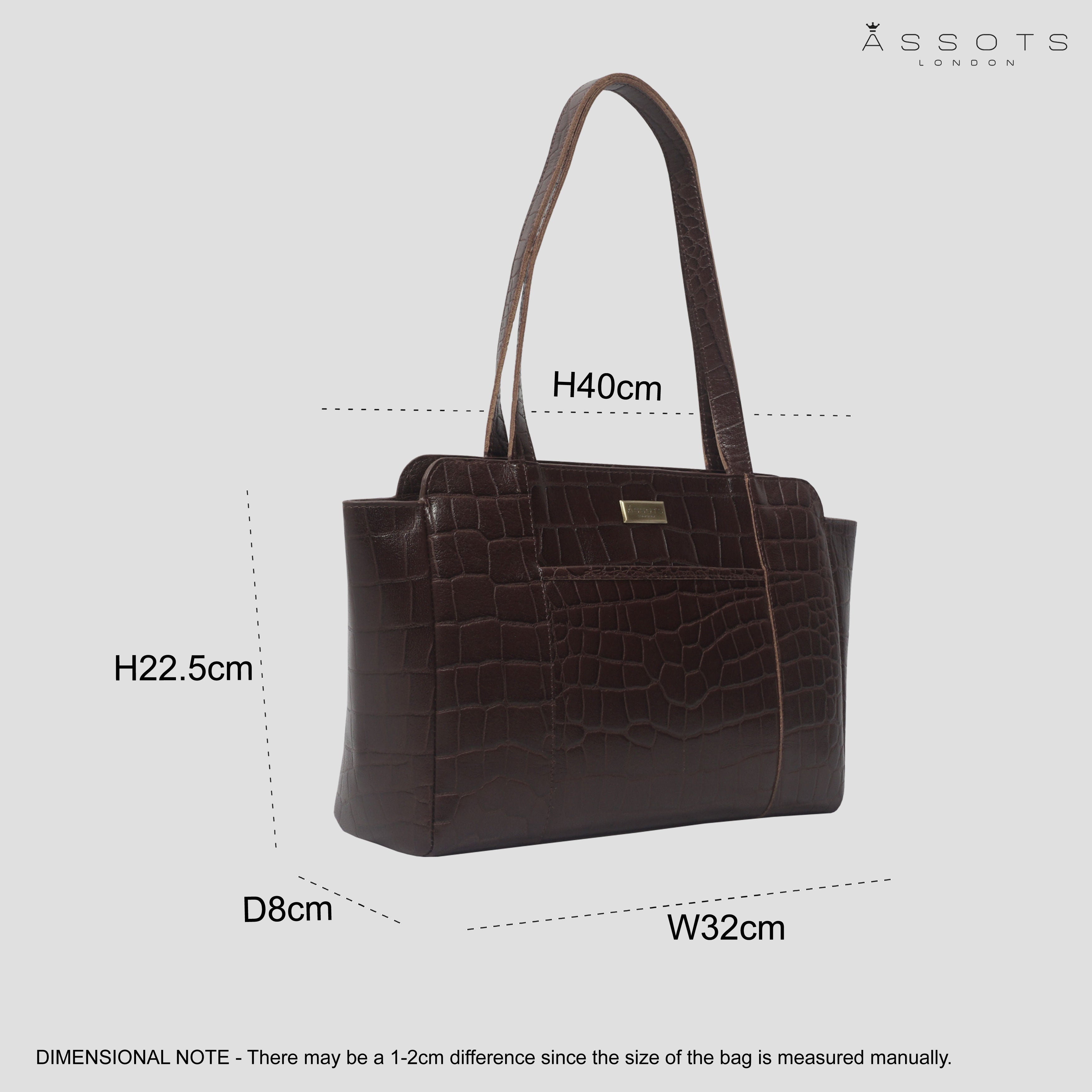'JUDITH' Brown Croc Real Leather Shoulder Bag