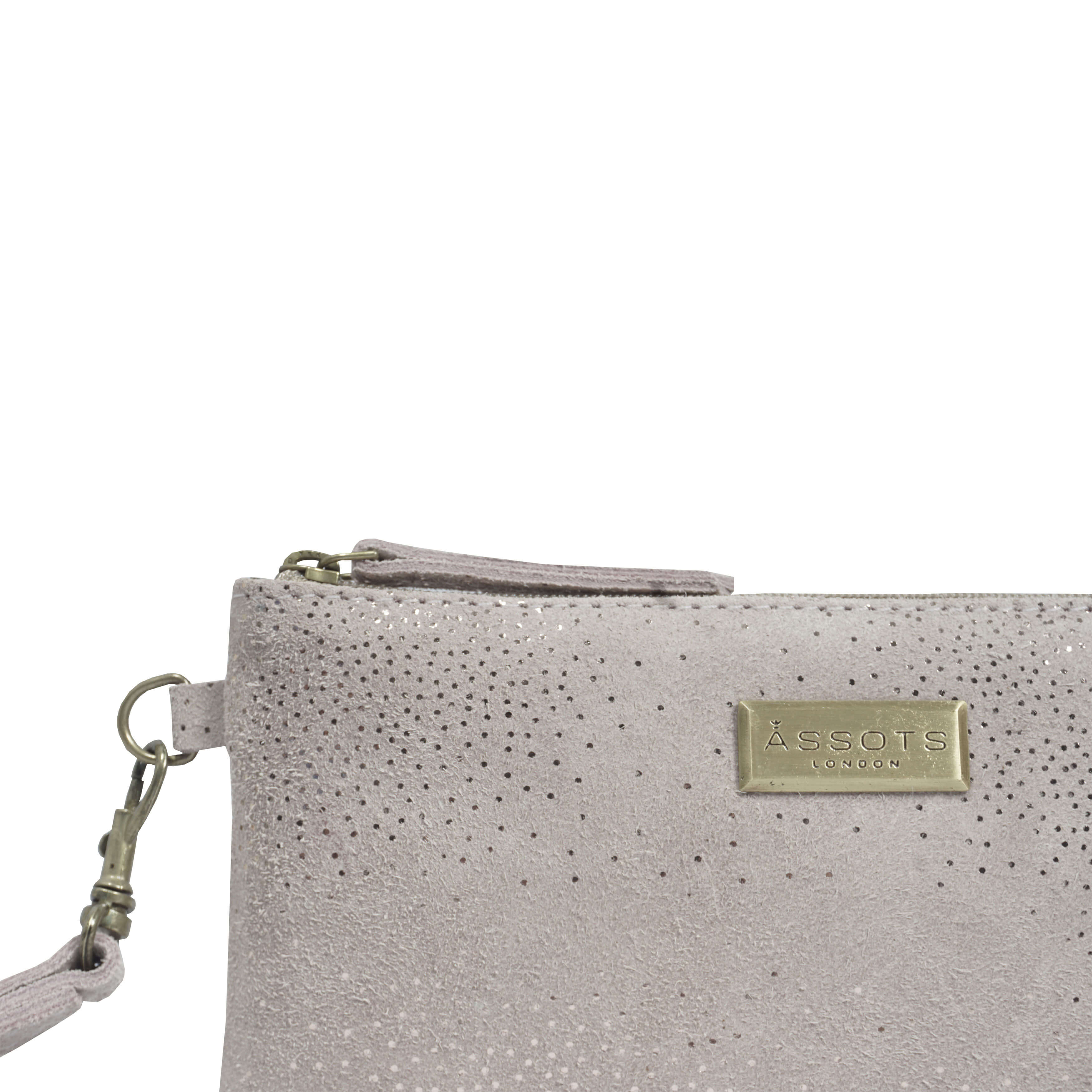 'KAREN' Pink Suede Leather with Rose Gold Embellishment Wristlet Clutch Bag