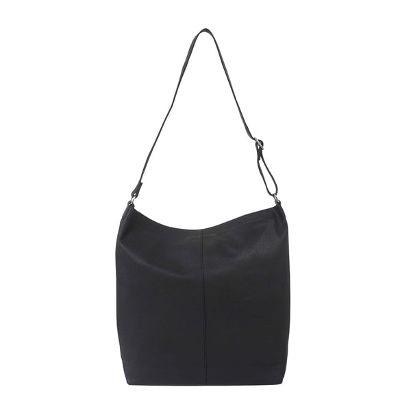 'KENDAL' Black Pebble Grain Real Leather Unlined Crossbody Hobo Bag