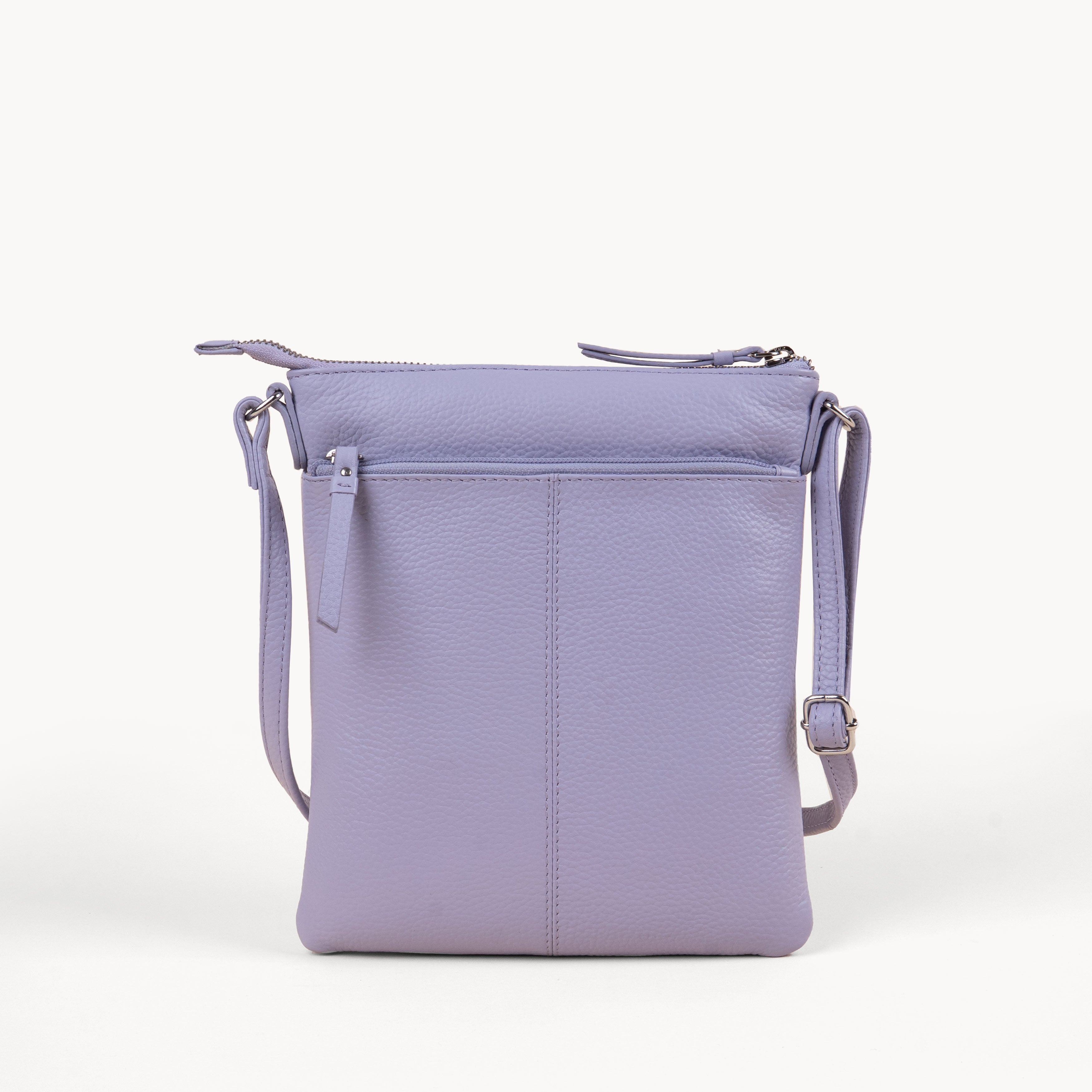 'LINBY' Lilac Pebble Grain Real Leather Crossbody Bag