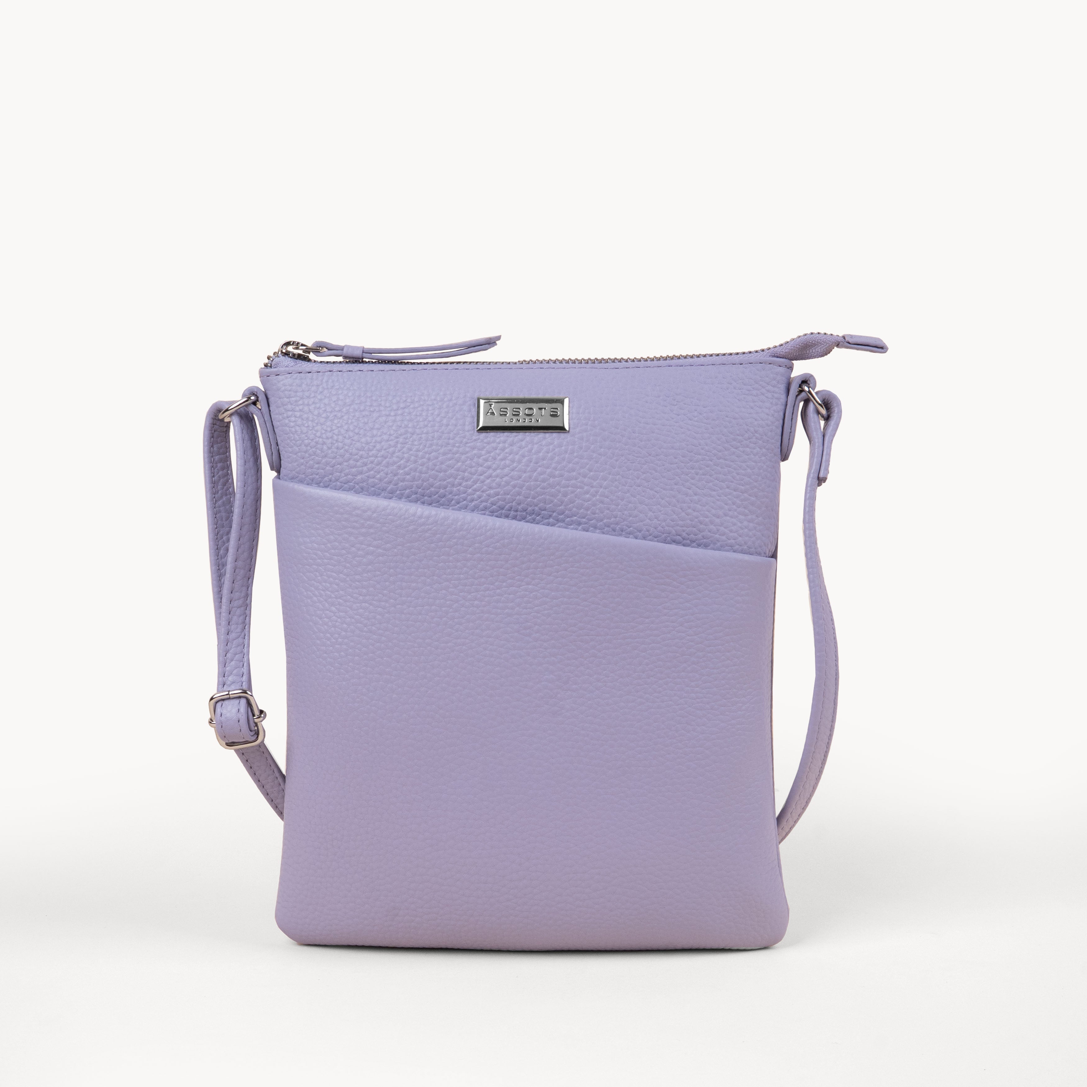 'LINBY' Lilac Pebble Grain Real Leather Crossbody Bag