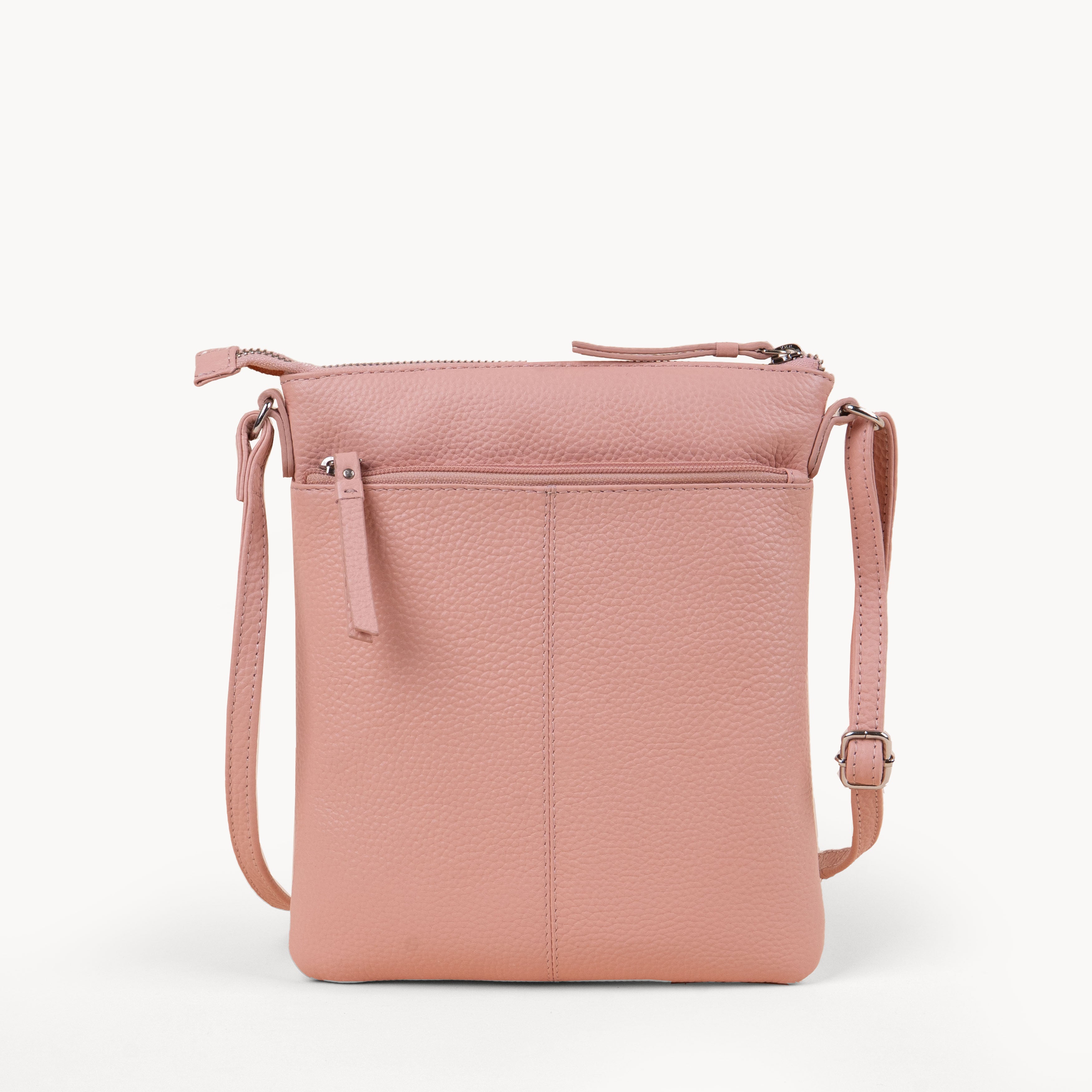 'LINBY' Peach Pebble Grain Real Leather Crossbody Bag