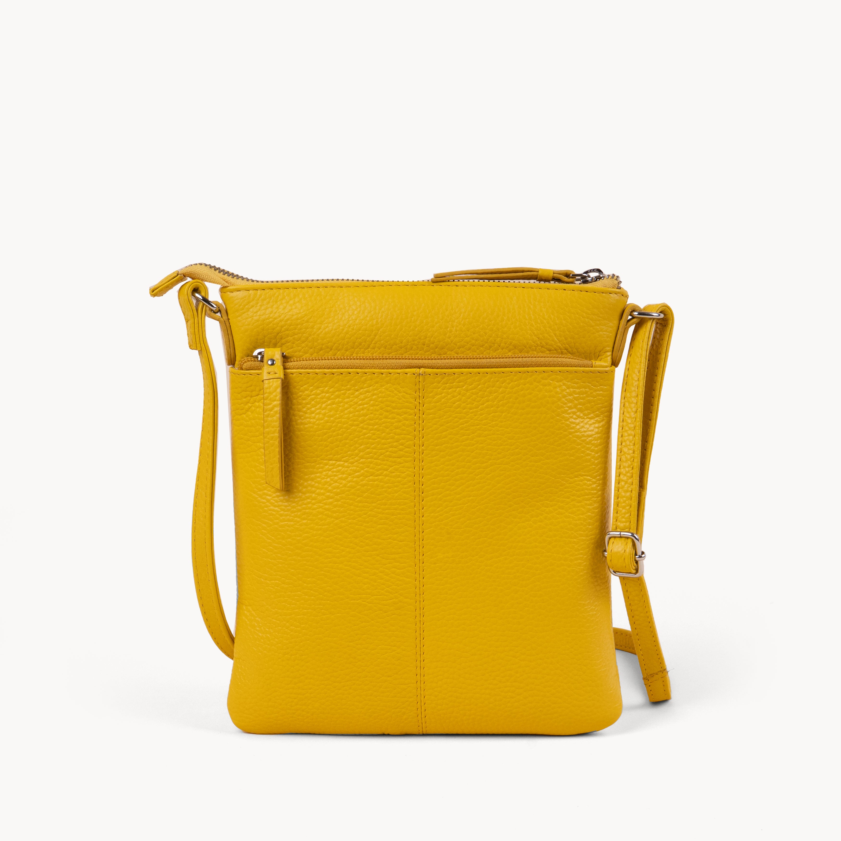 'LINBY' Sunflower Pebble Grain Real Leather Crossbody Bag