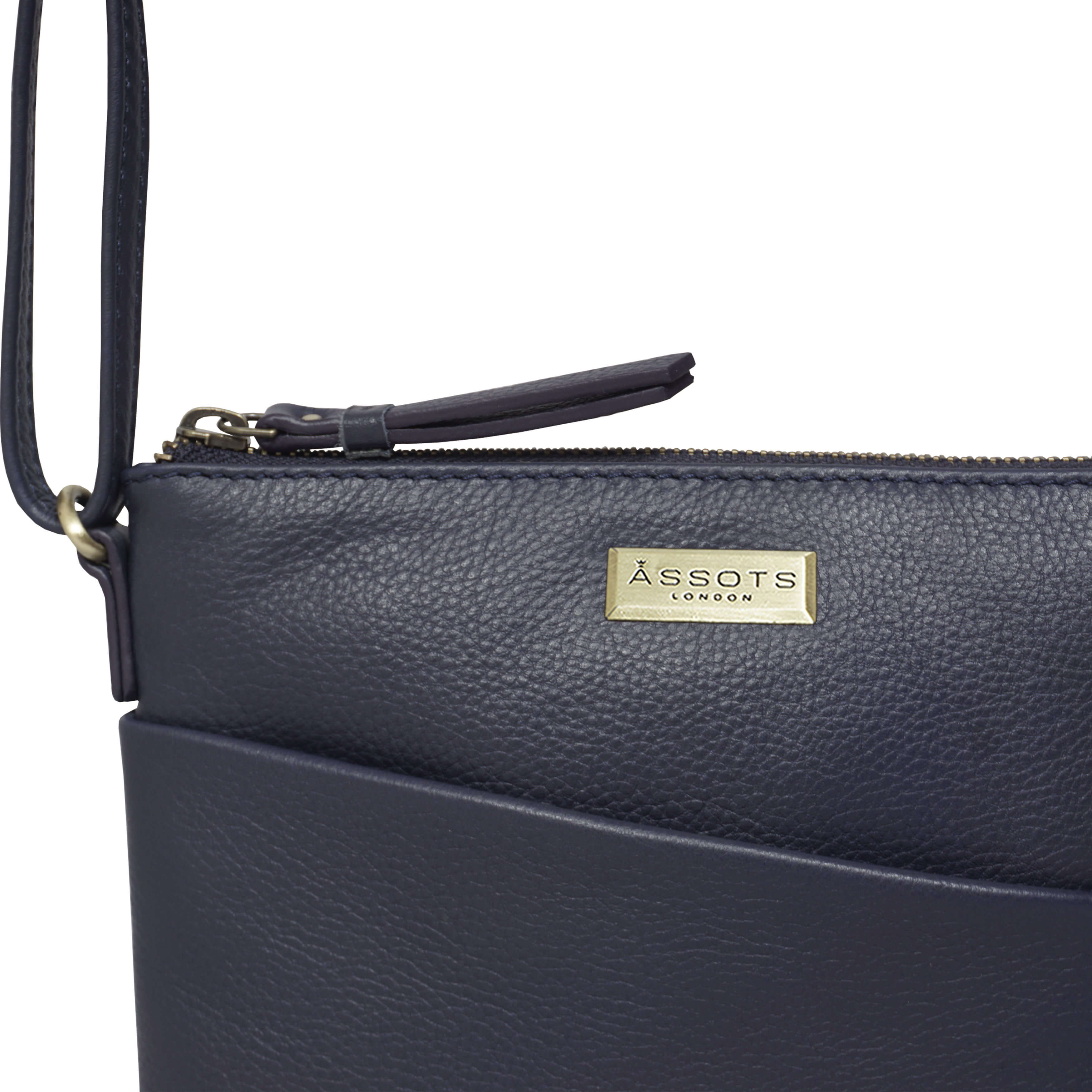 'LINBY' Navy Blue Pebble Grain Leather Crossbody Bag