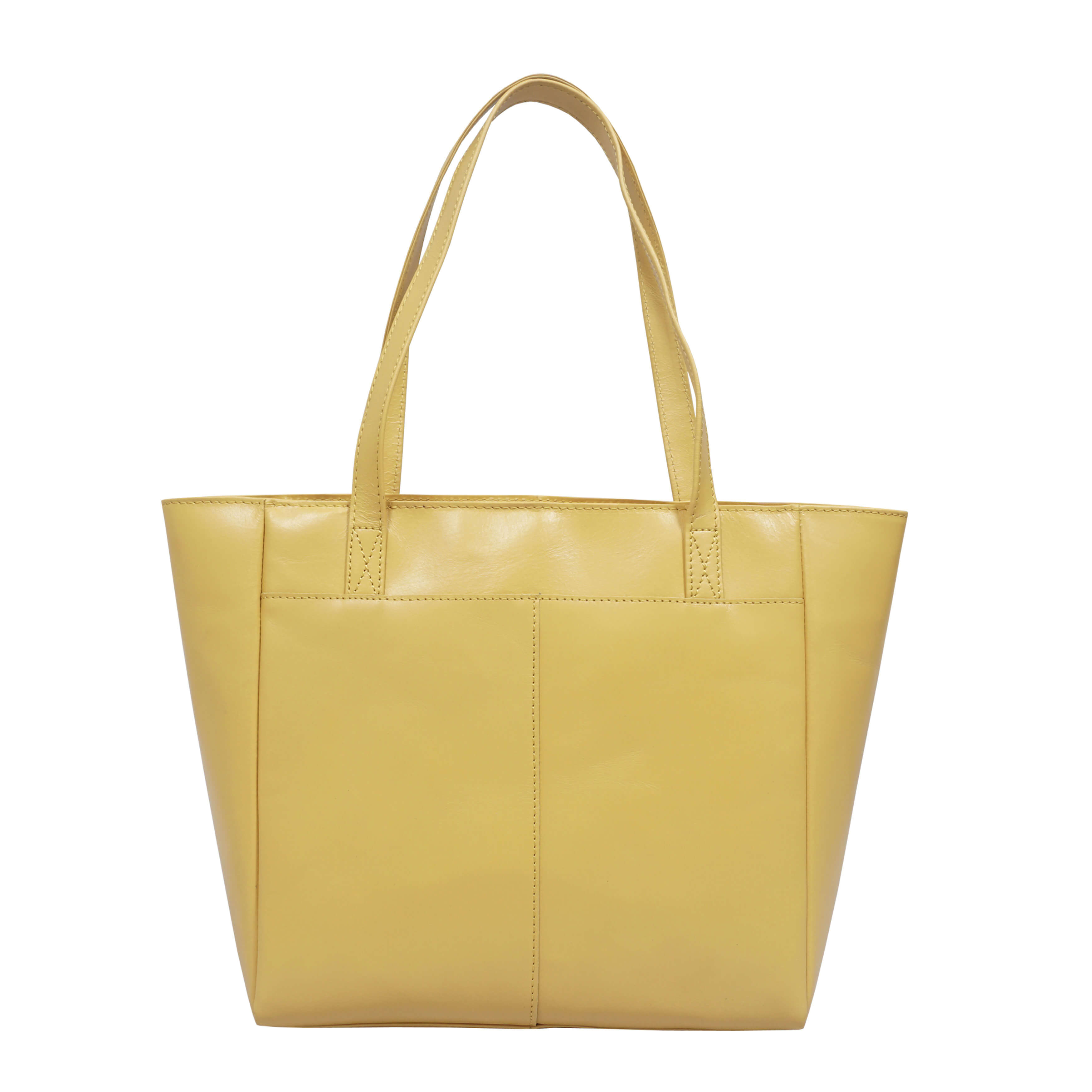 'LINDA' Mustard Smooth Real Leather Unlined Tote Bag