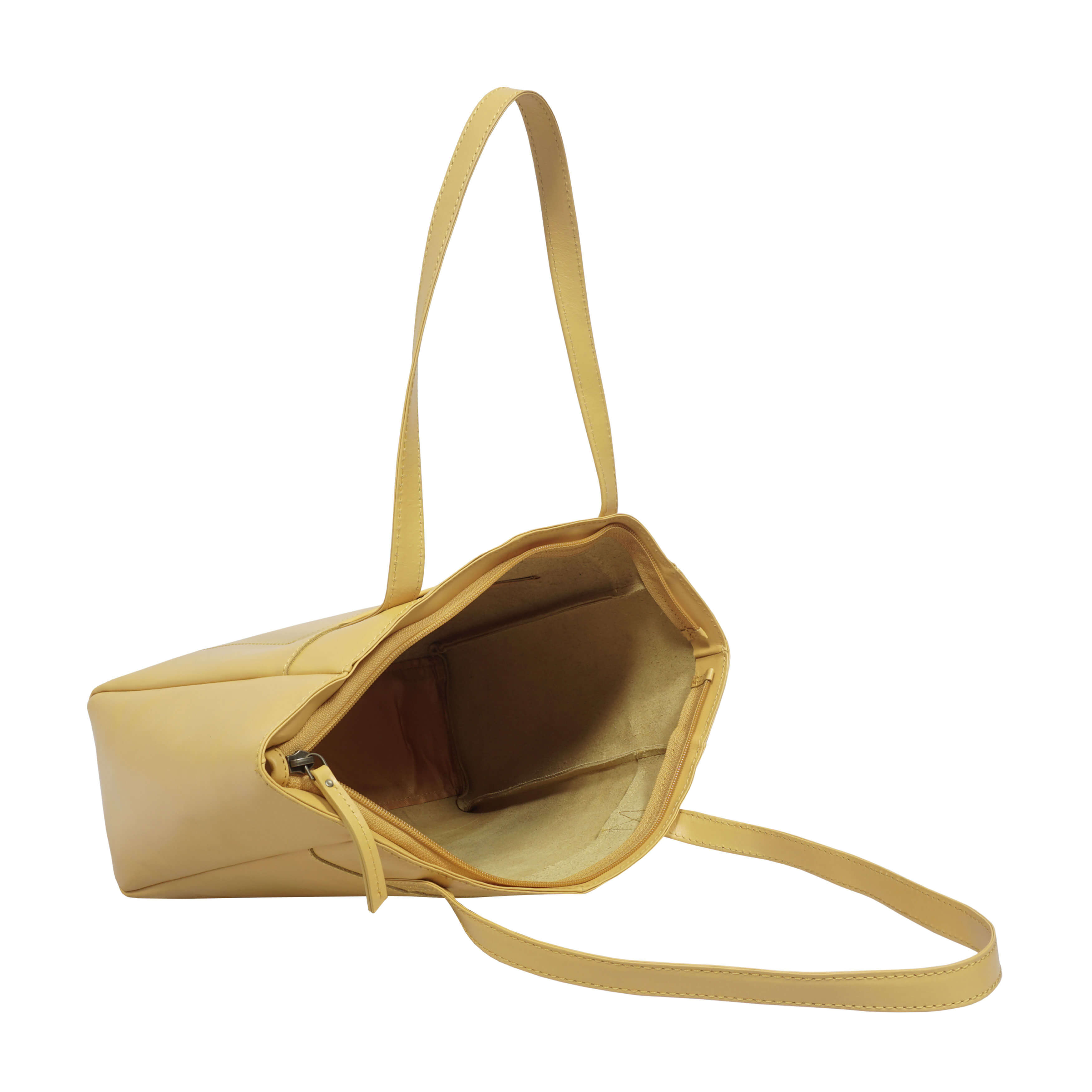 'LINDA' Mustard Smooth Real Leather Unlined Tote Bag