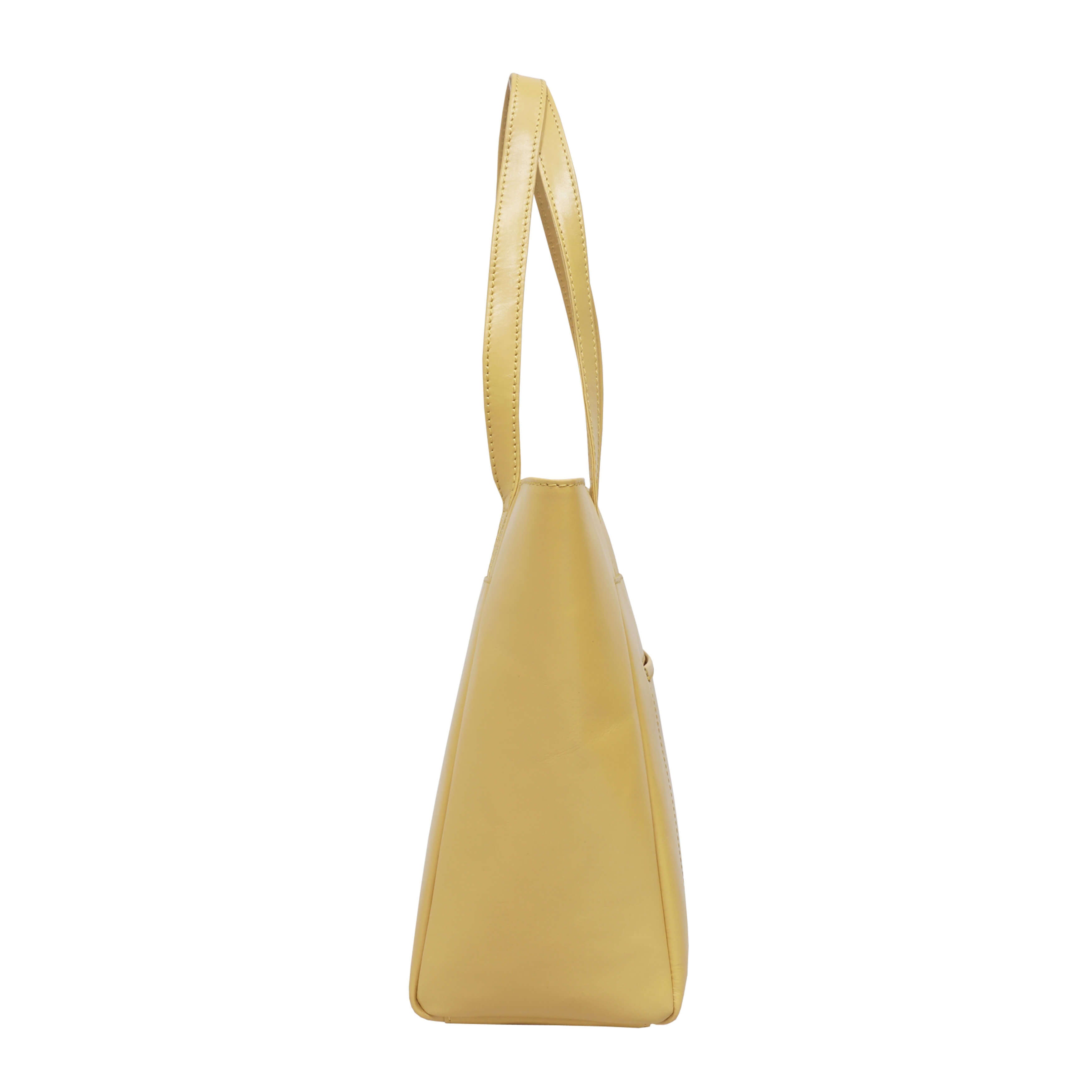 'LINDA' Mustard Smooth Real Leather Unlined Tote Bag