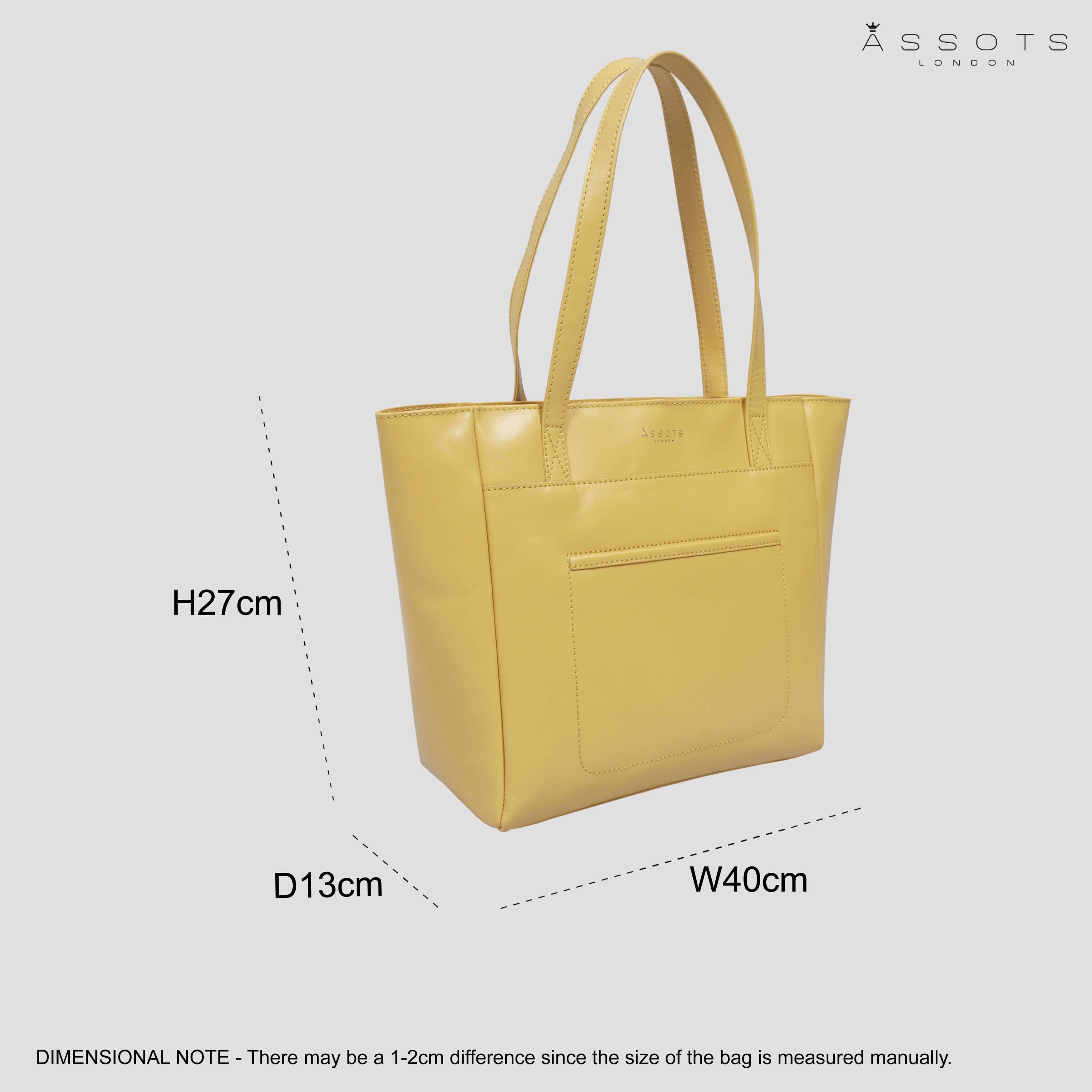 'LINDA' Mustard Smooth Real Leather Unlined Tote Bag