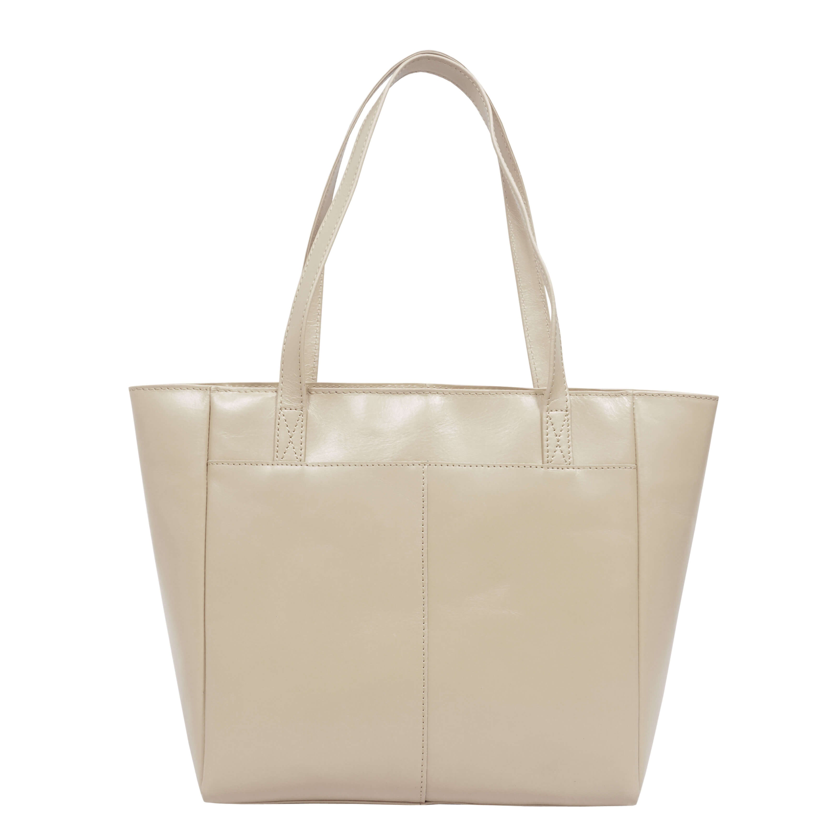 'LINDA' Nude Smooth Real Leather Unlined Tote Bag