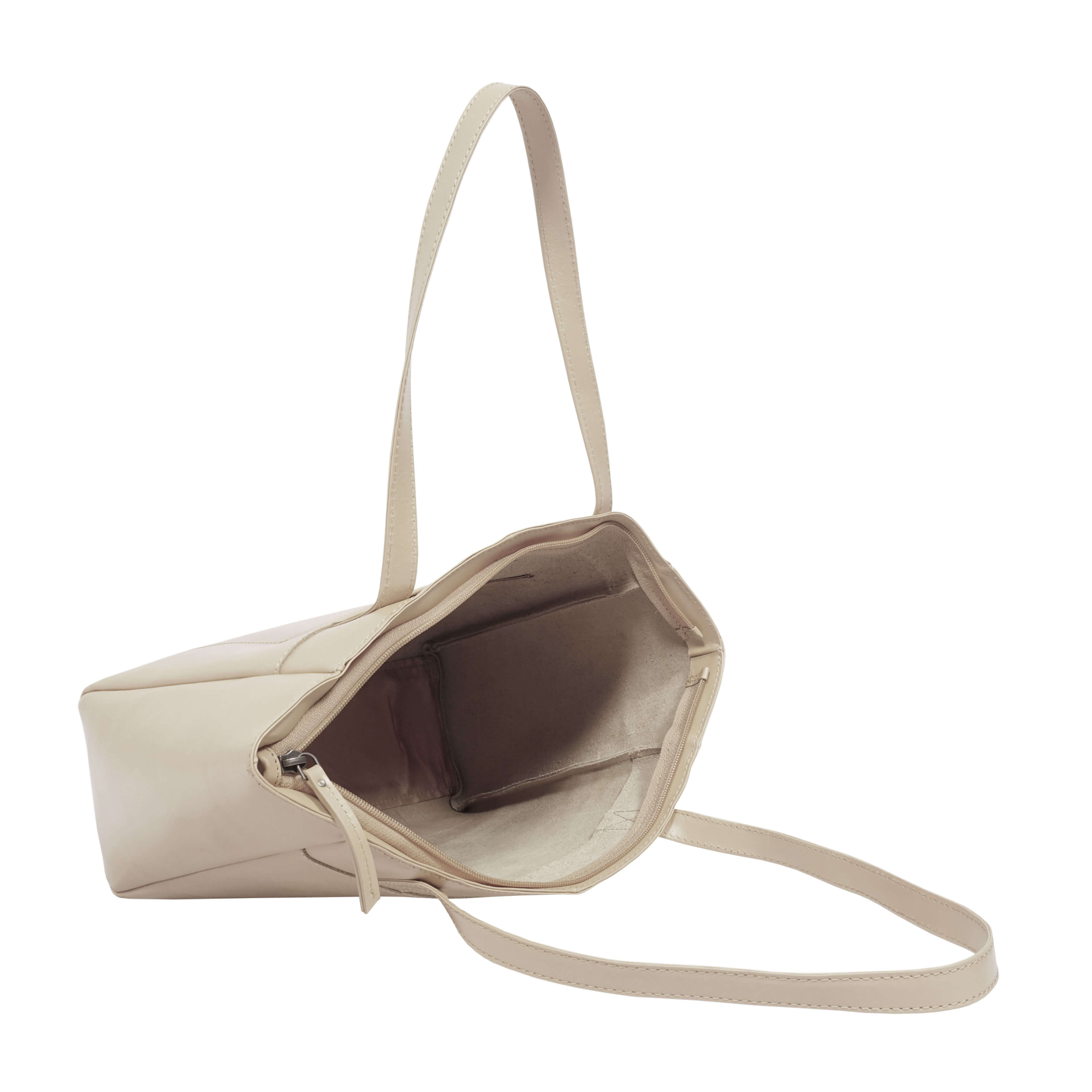 'LINDA' Nude Smooth Real Leather Unlined Tote Bag