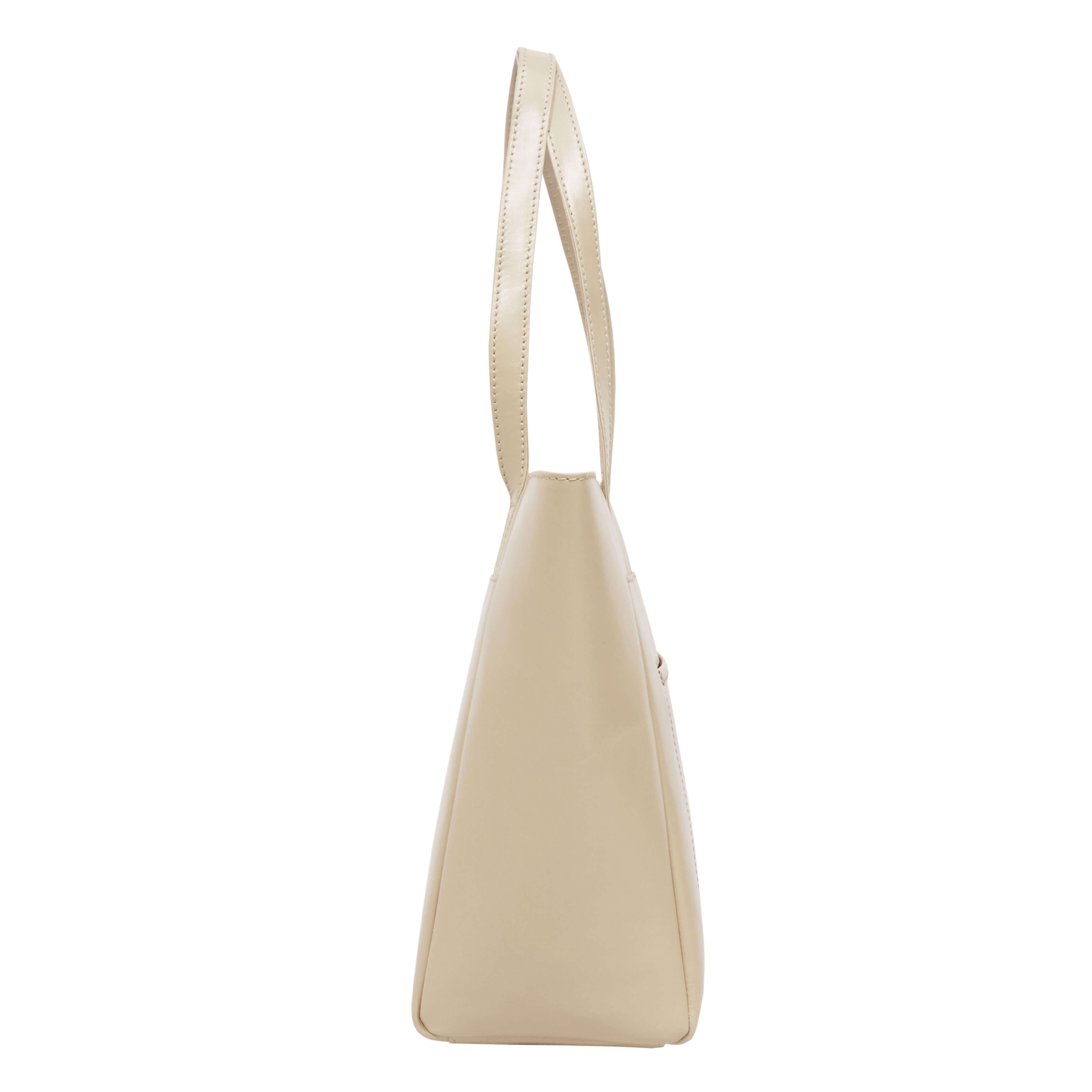 'LINDA' Nude Smooth Real Leather Unlined Tote Bag