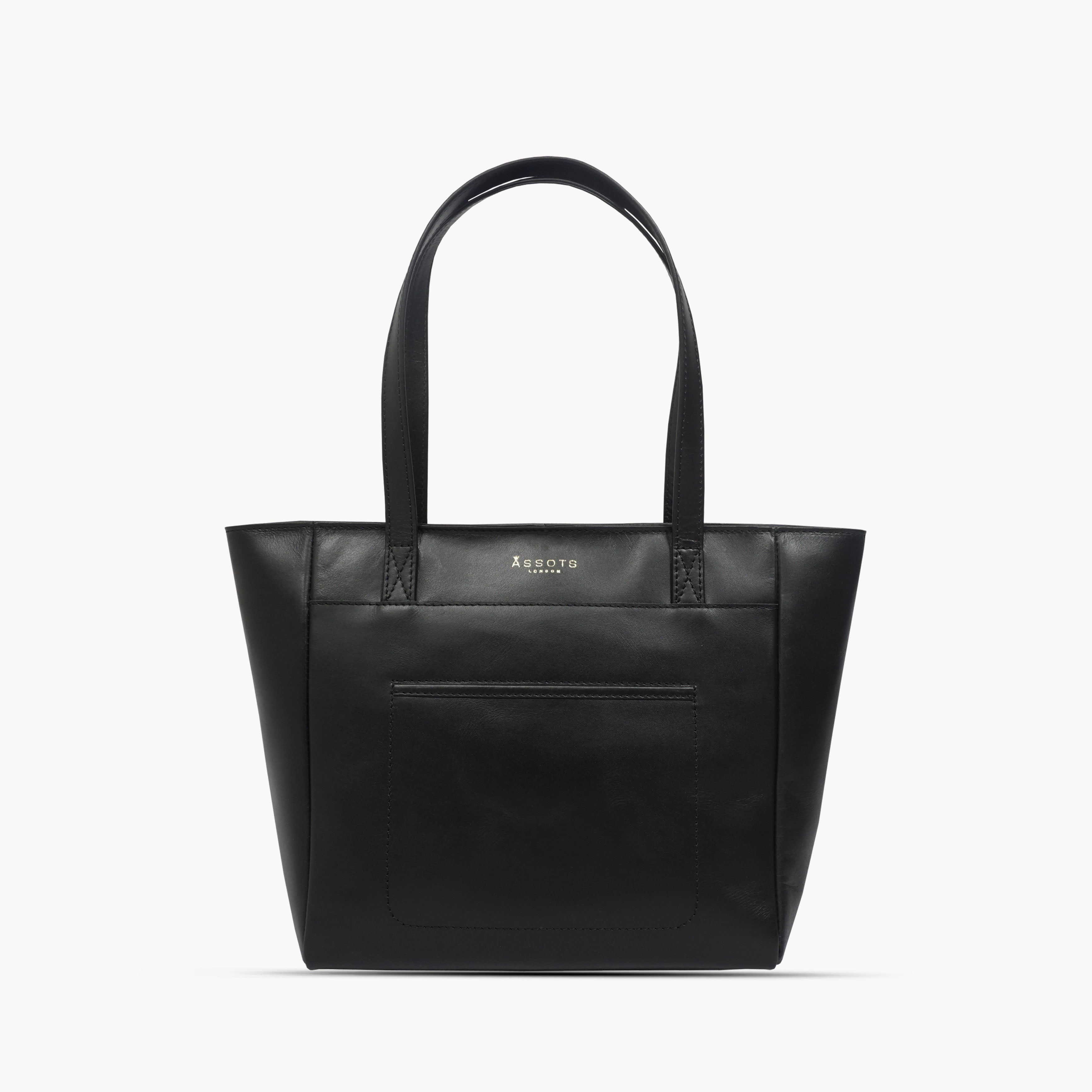 'LINDA' Black Smooth Real Leather Unlined Tote Bag