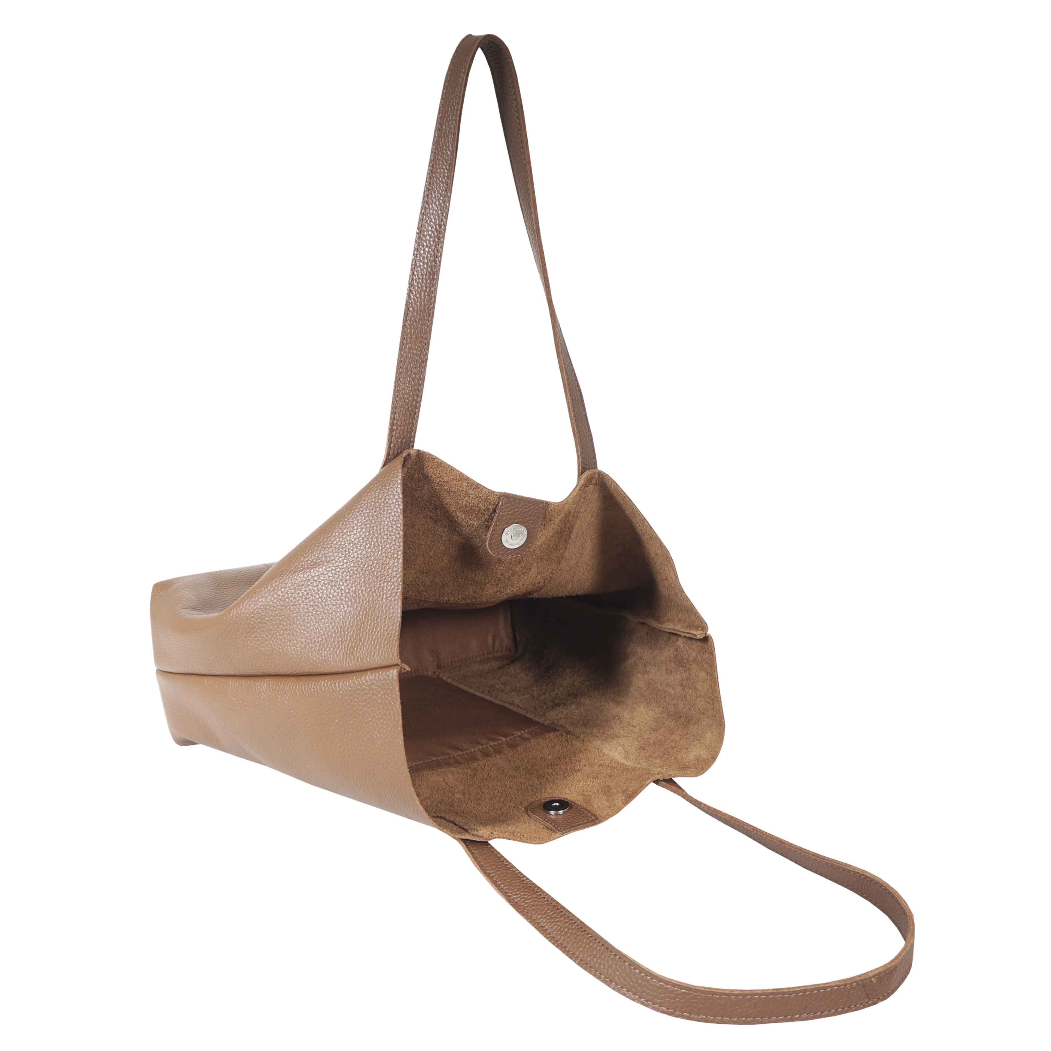 'MAISIE' Tan Real Pebble Grain Leather Shopper Tote Bag