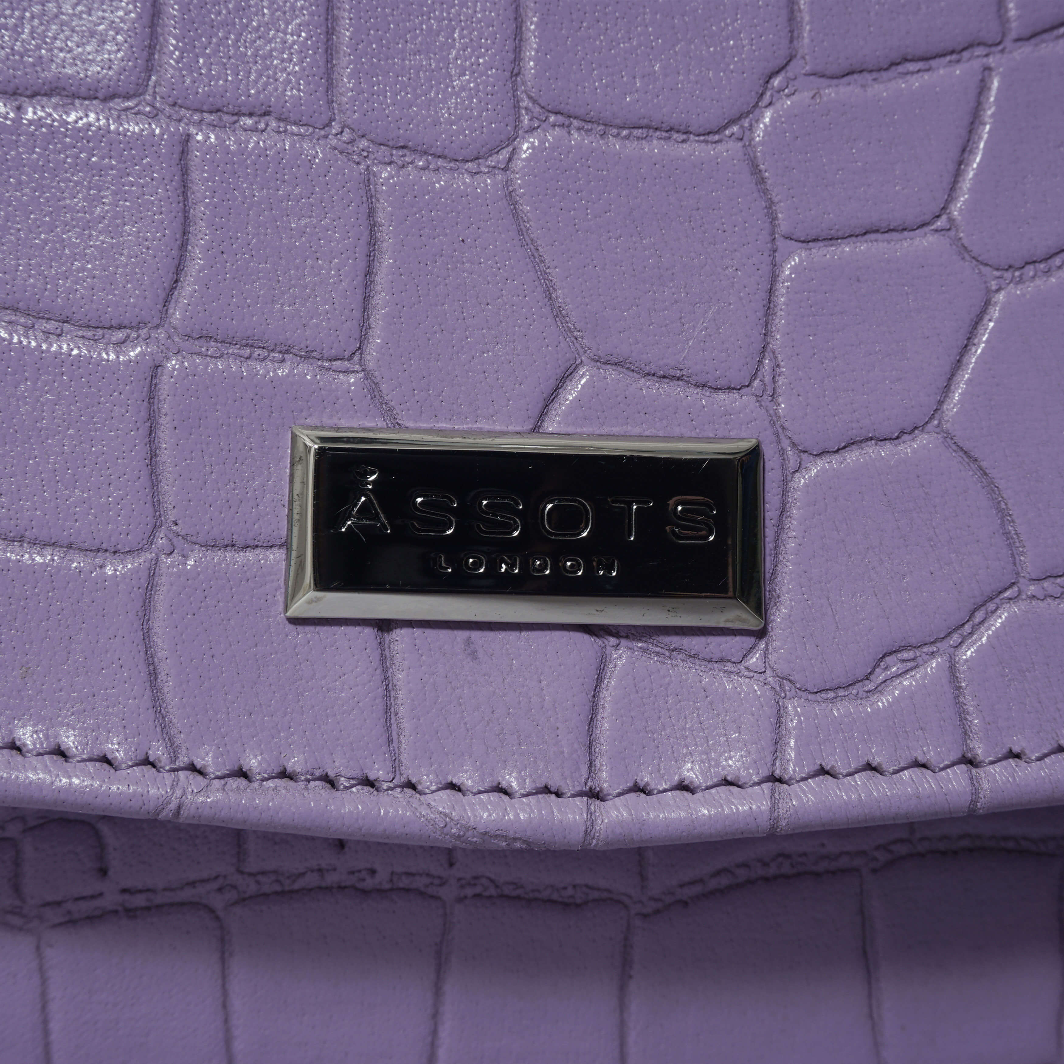 'MATILDA' Lilac Croc Designer Leather Organiser Flap Over Crossbody Bag