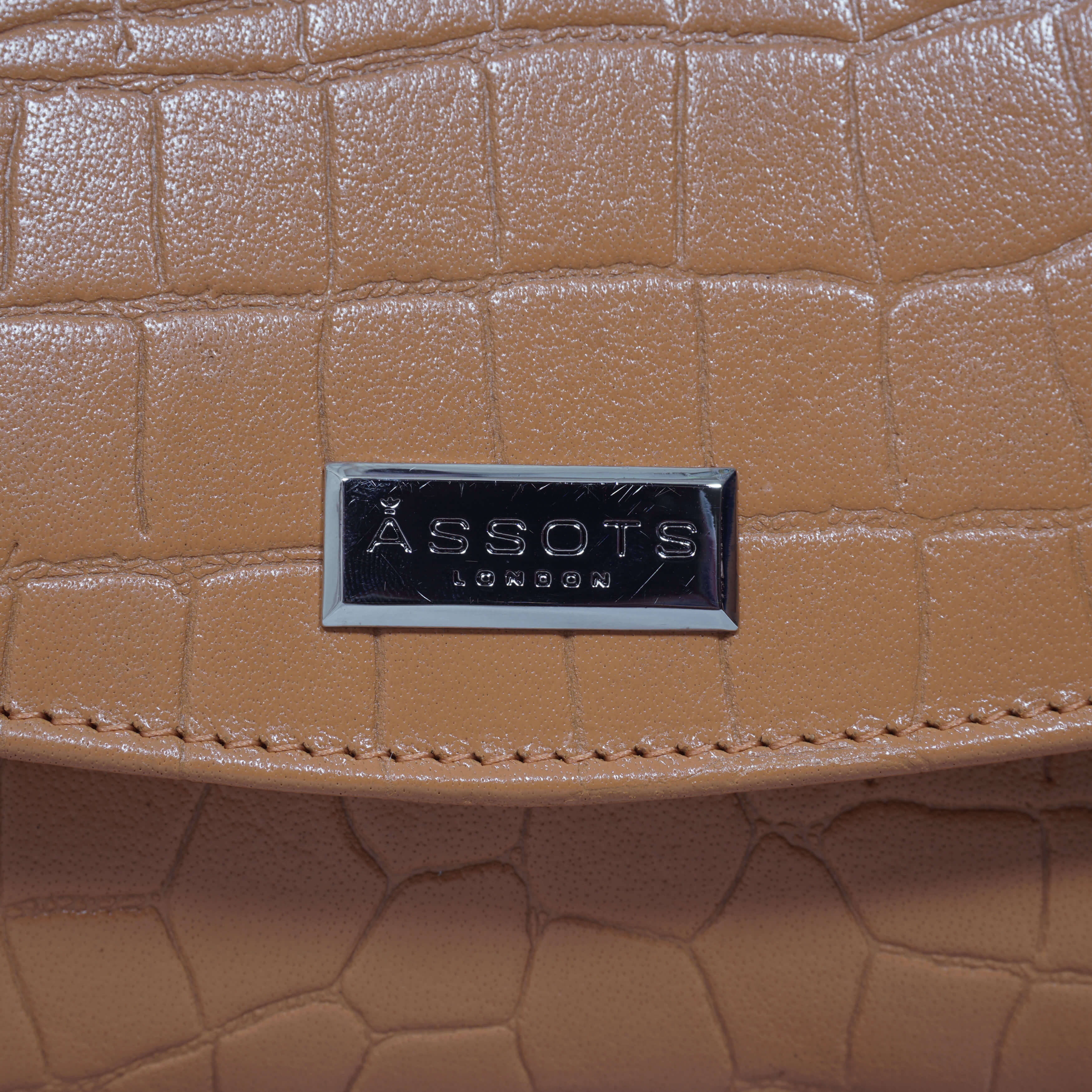 'MATILDA' Rust Croc Designer Leather Organiser Flap Over Crossbody Bag