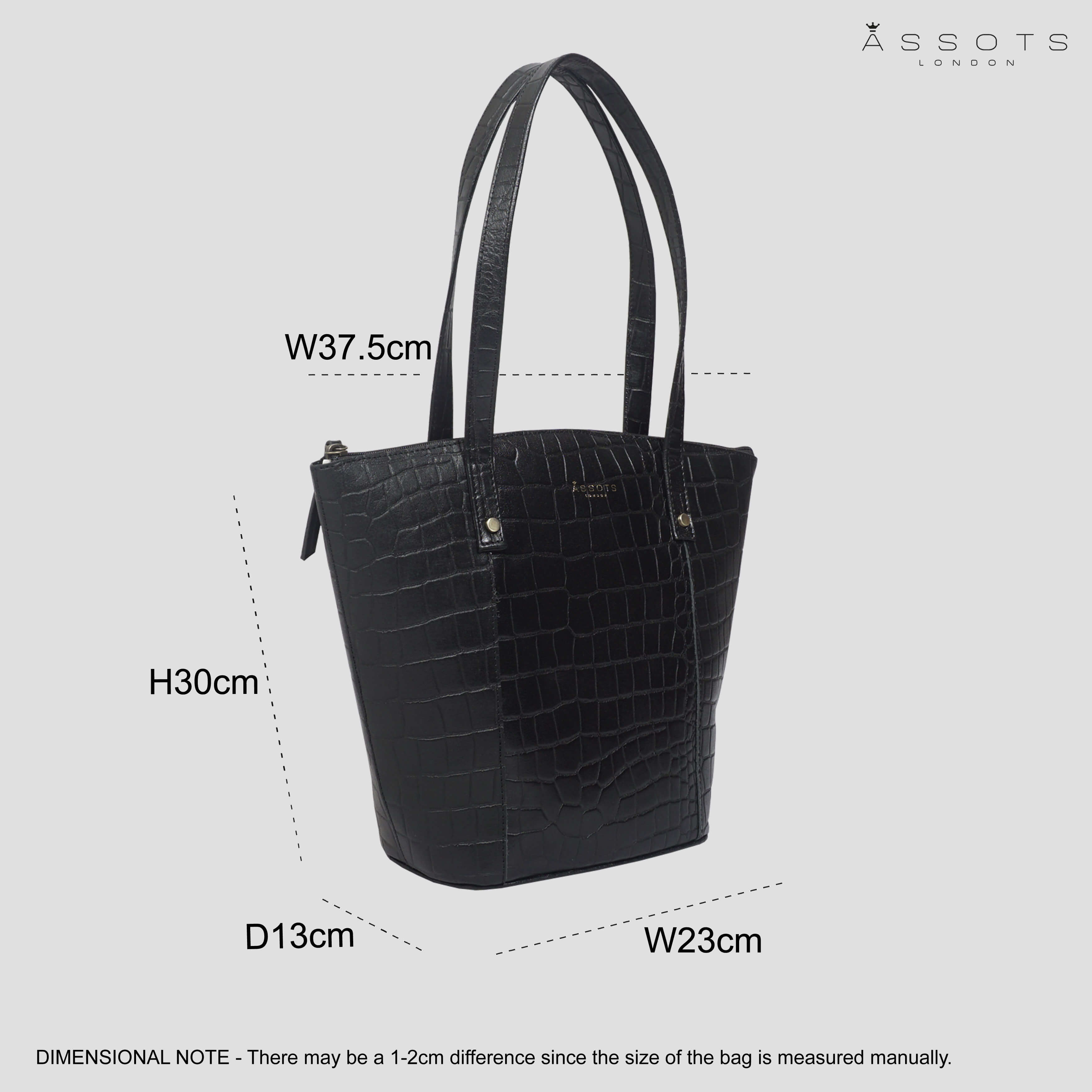 'MELANIE' Black Croc Real Leather Unlined Bucket Bag