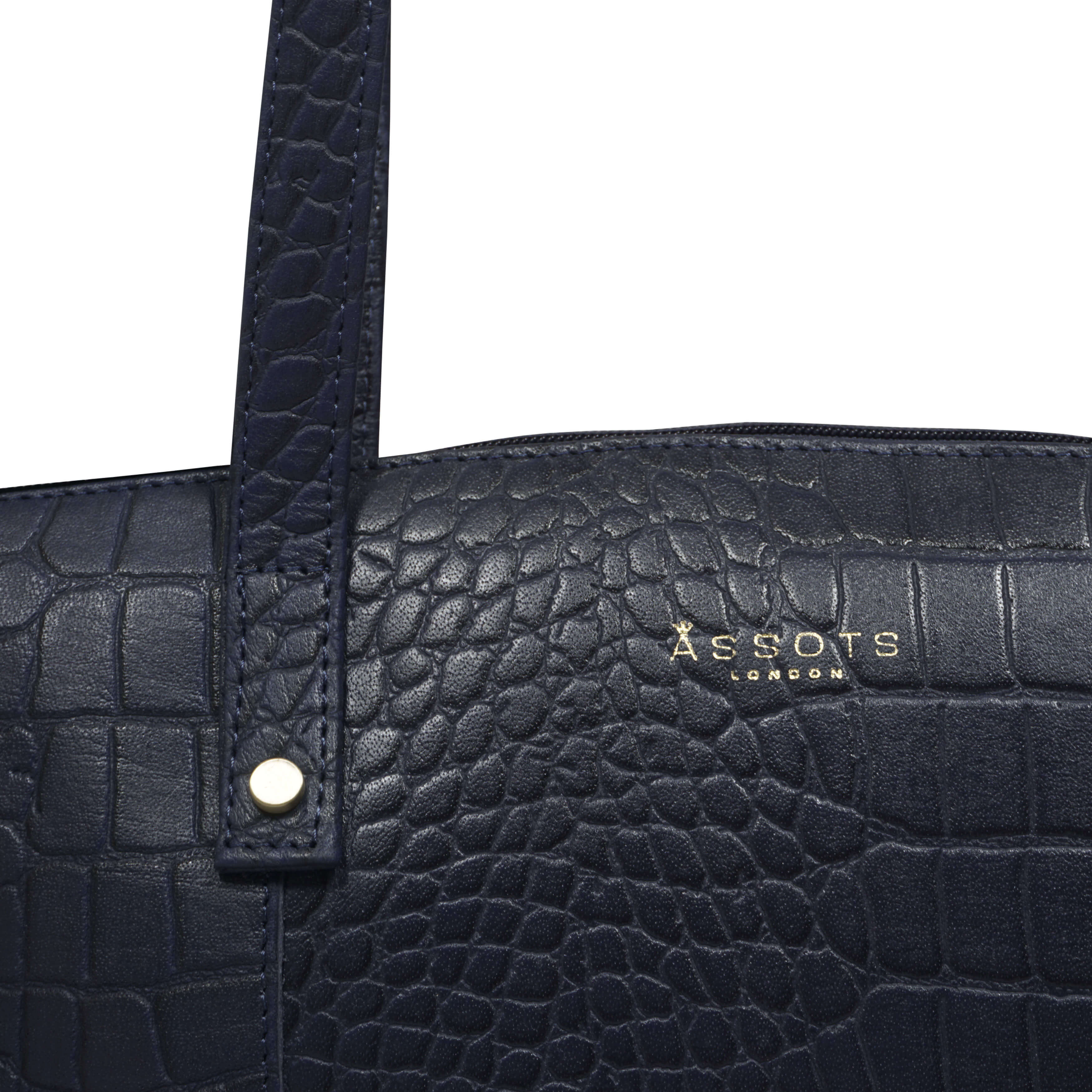 'MELANIE' Navy Croc Real Leather Unlined Bucket Bag