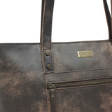 'MILLIE' Brown Crazy Horse Distressed Real Leather Designer Tote Work Bag