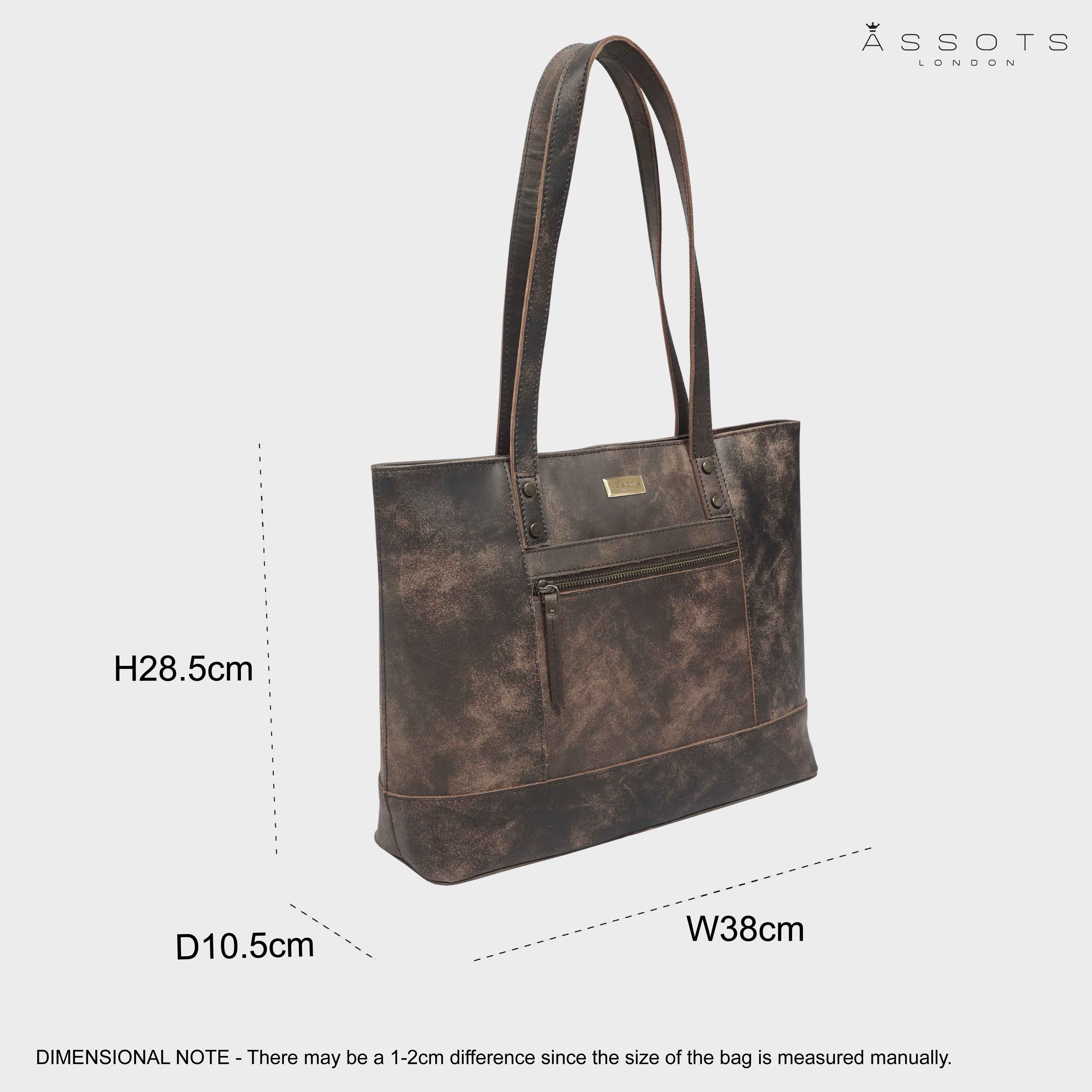 'MILLIE' Brown Crazy Horse Distressed Real Leather Designer Tote Work Bag