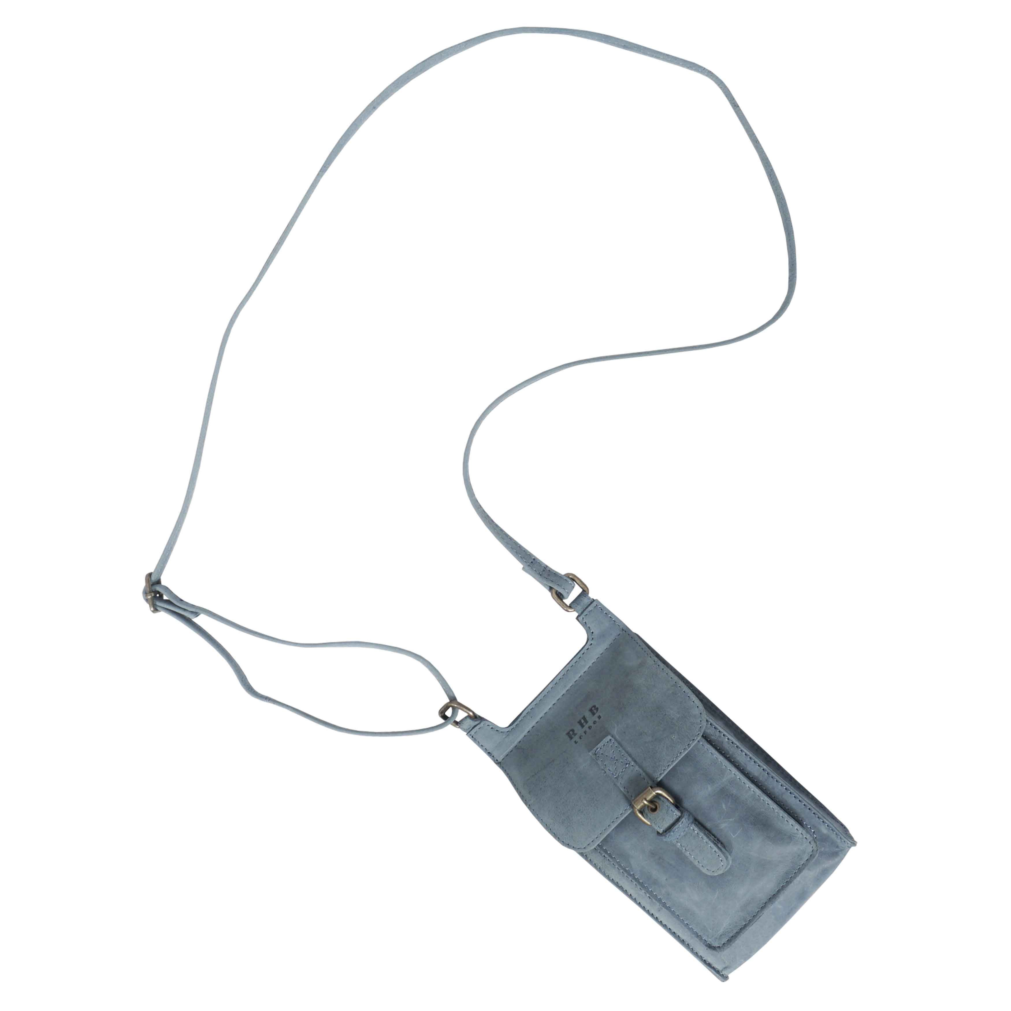 'MYLA' Denim Distressed Real Leather Mobile Phone Crossbody Bag