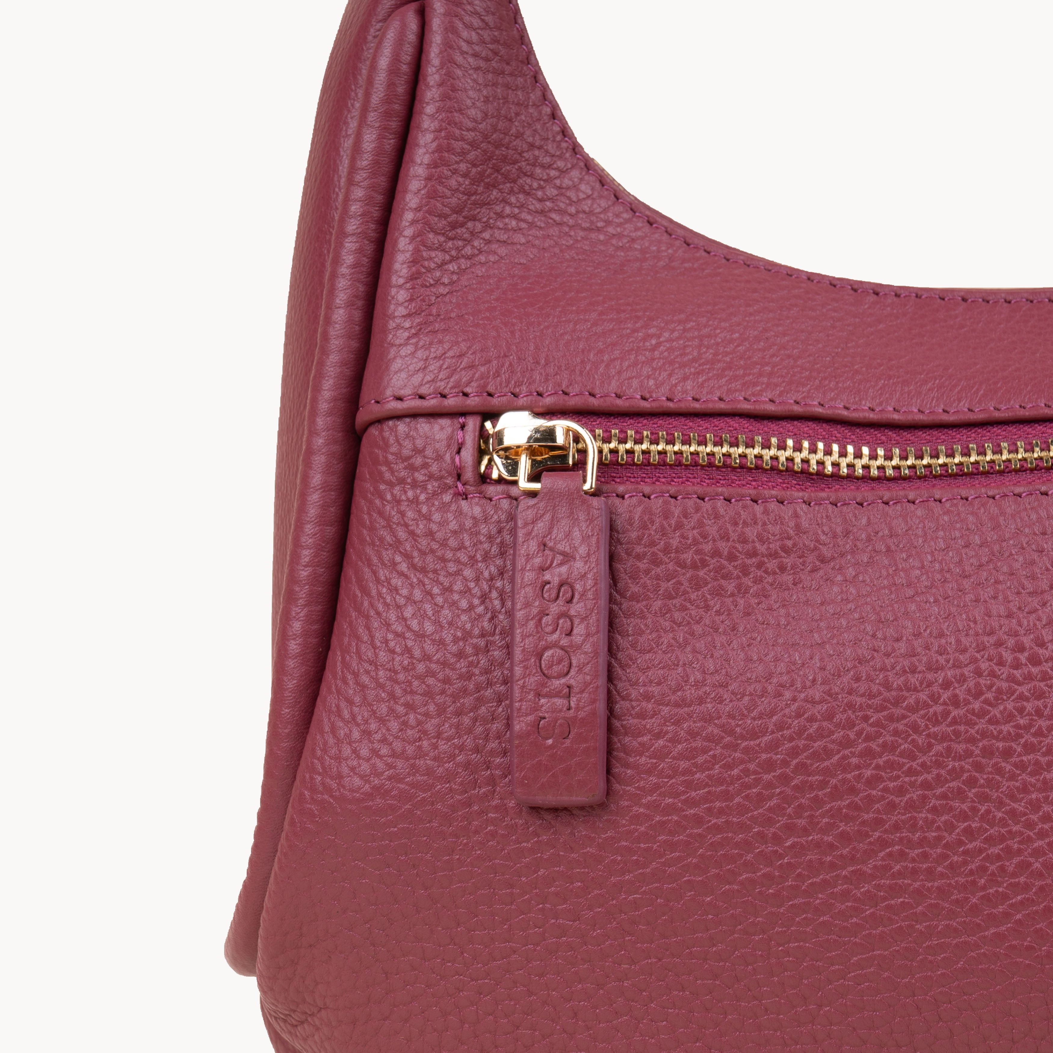 'NATASHA' Carmine Pink Pebble Grain Real Shoulder Bag
