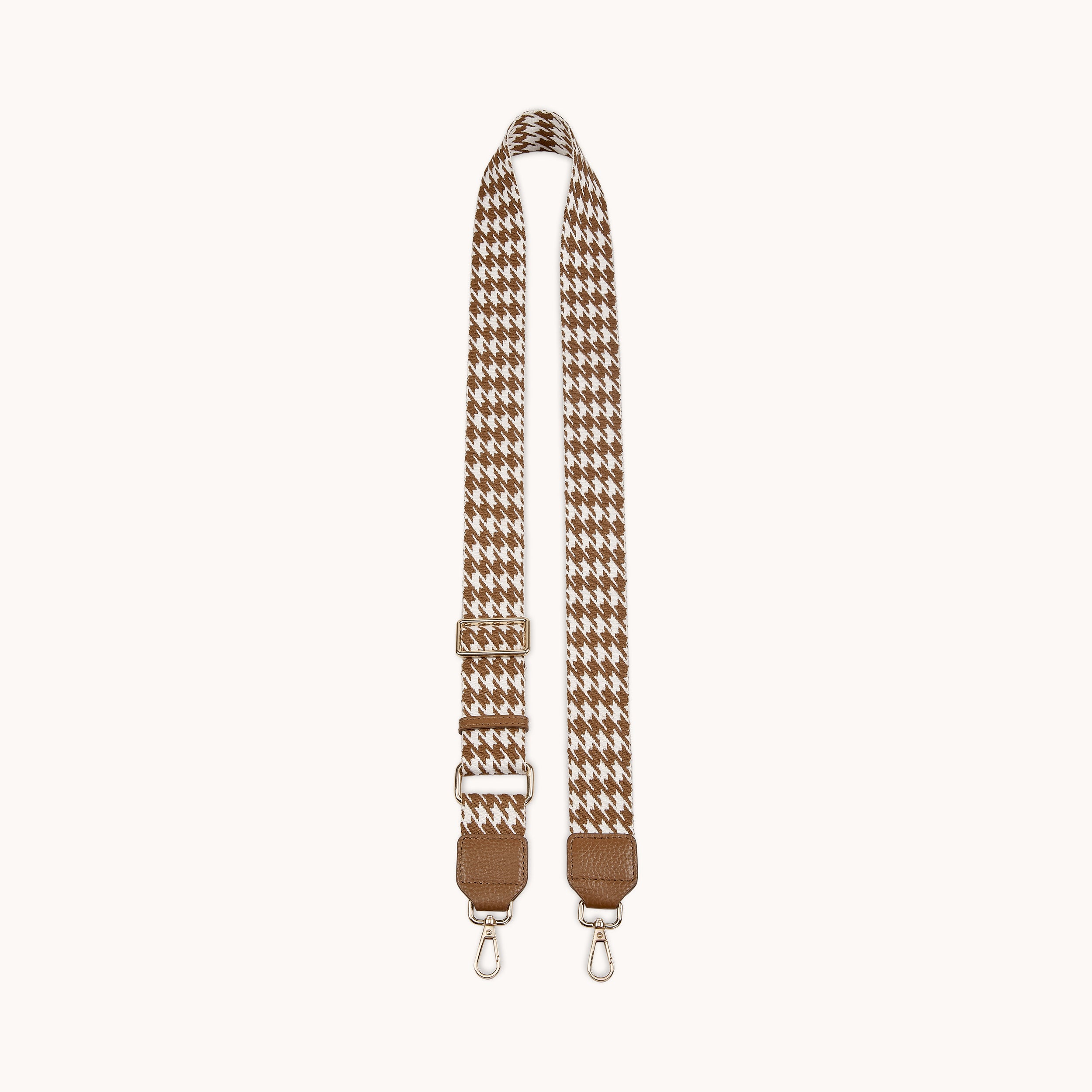 'HOUNDSTOOTH' Tan Crossbody Strap