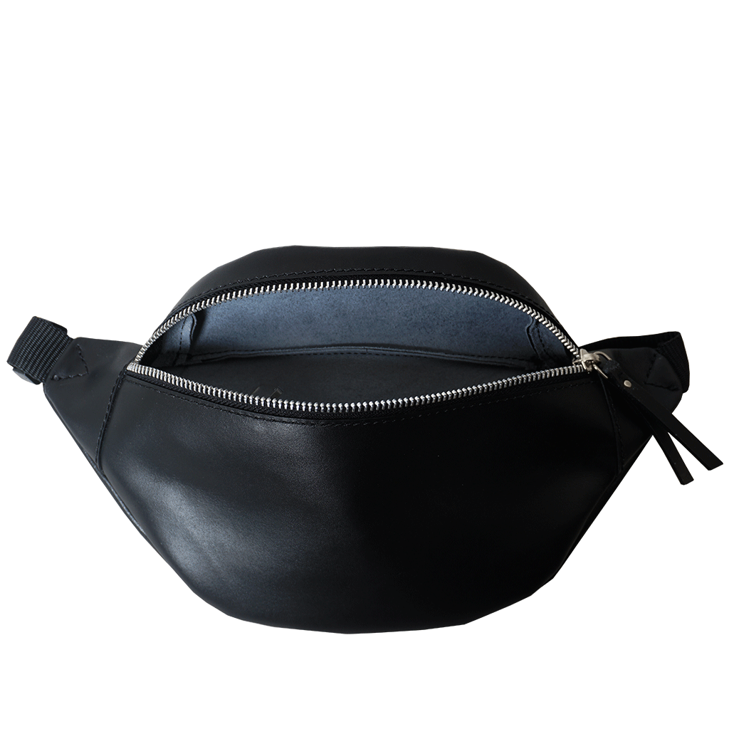 'Noah' Black Leather Bum Belt Bag