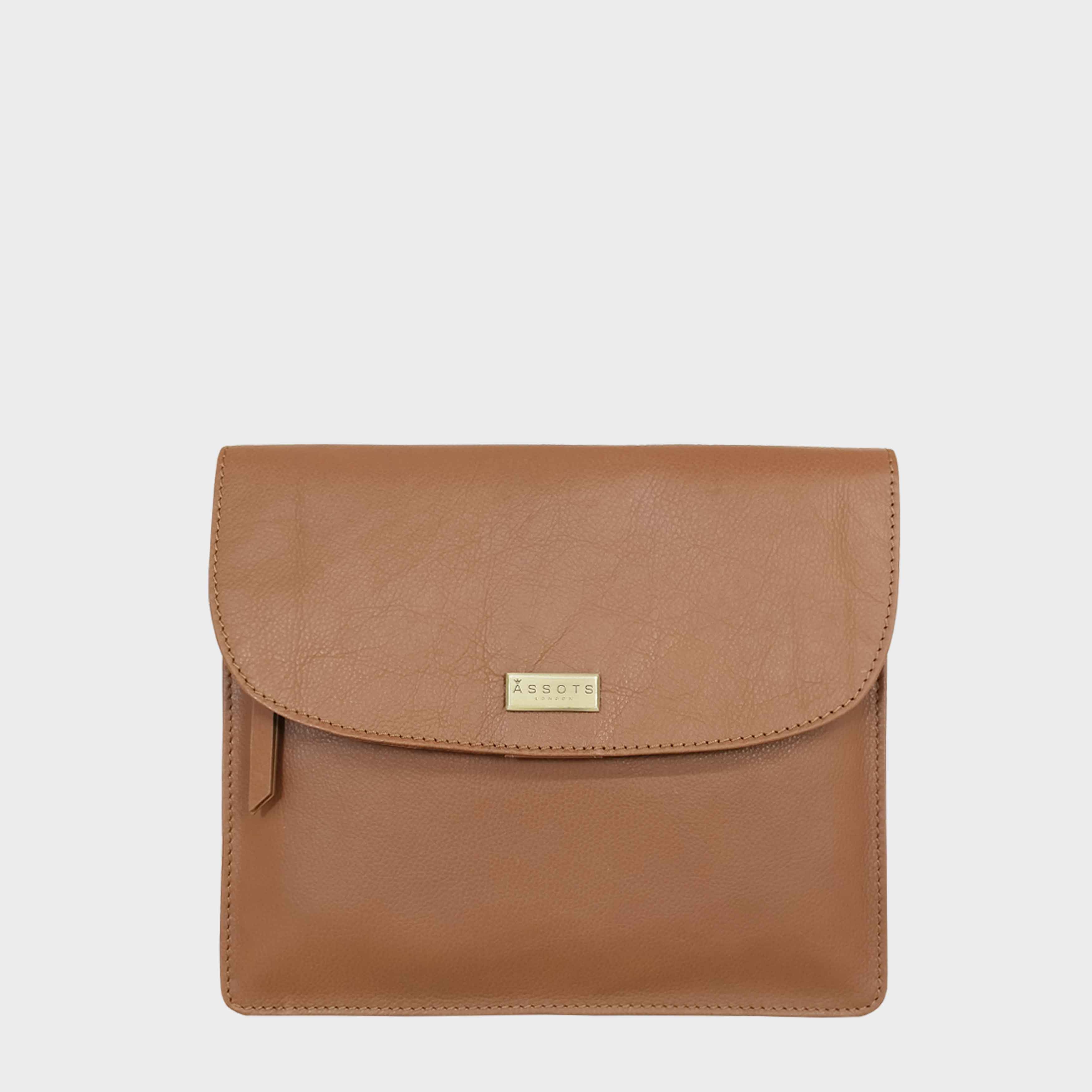 'OSLO' Tan Pebble Grain Leather Crossbody Bag
