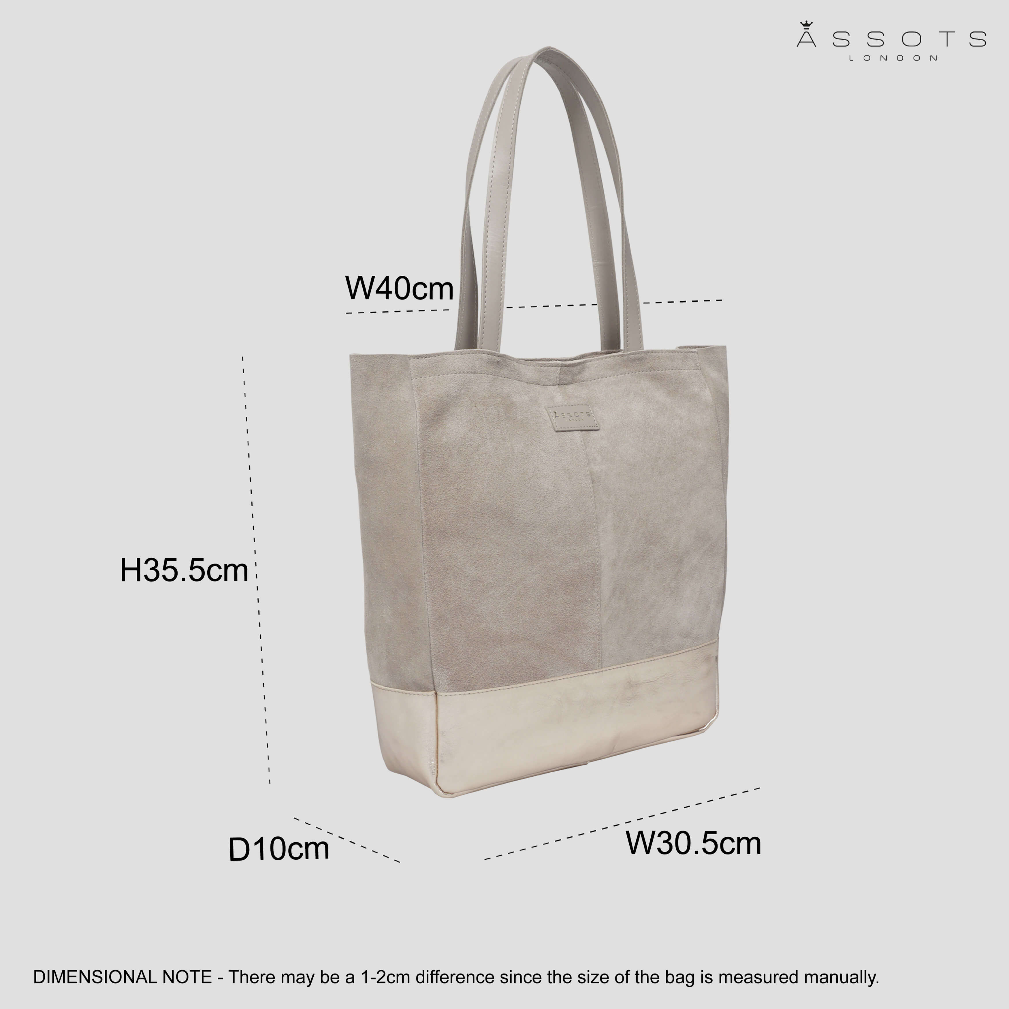 'PAIGE' Pink Real Leather + Rose Gold Metallic Leather Tote Bag