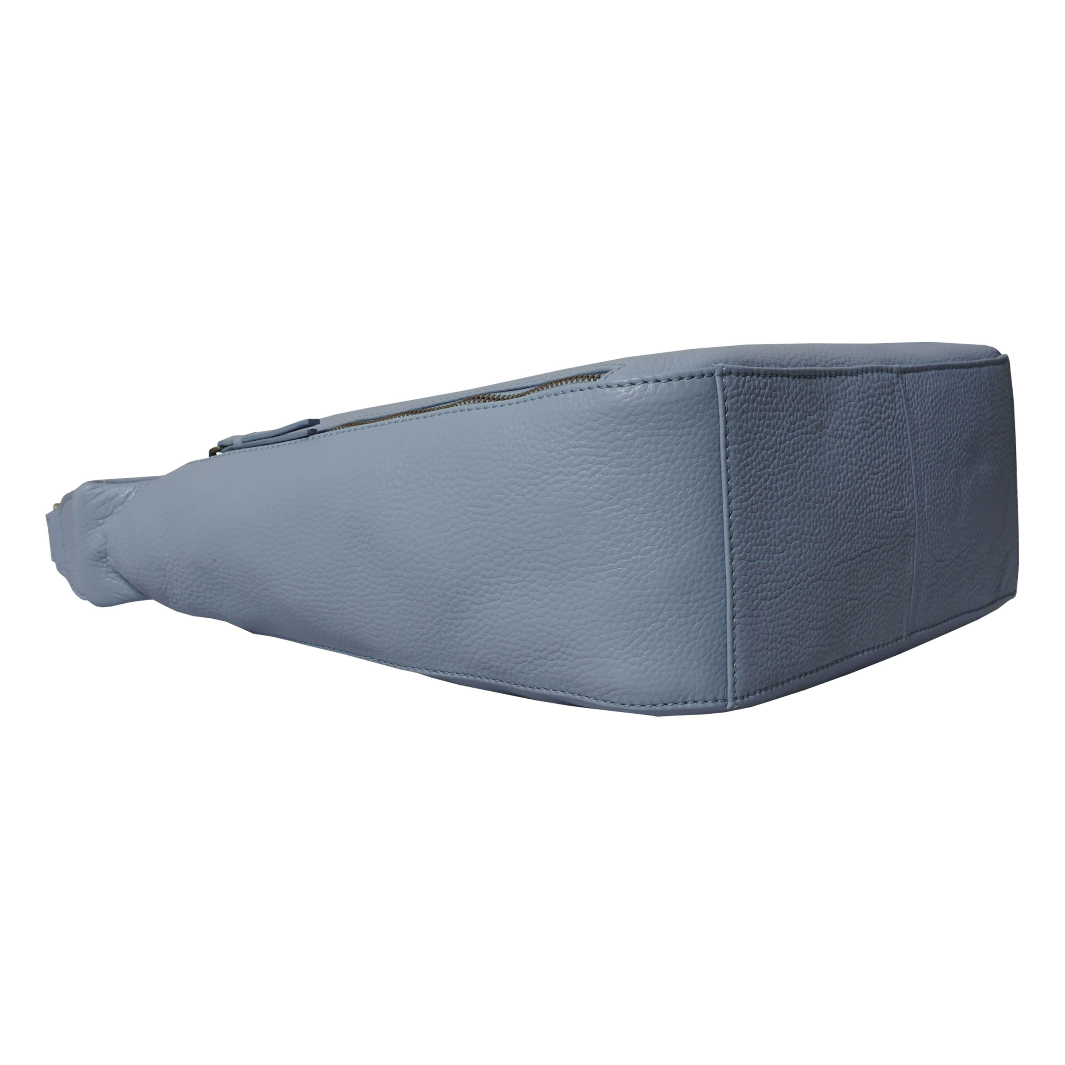 'PAMELA' Pastel Blue Pebble Grain Real Leather Designer Shoulder Hobo Bag