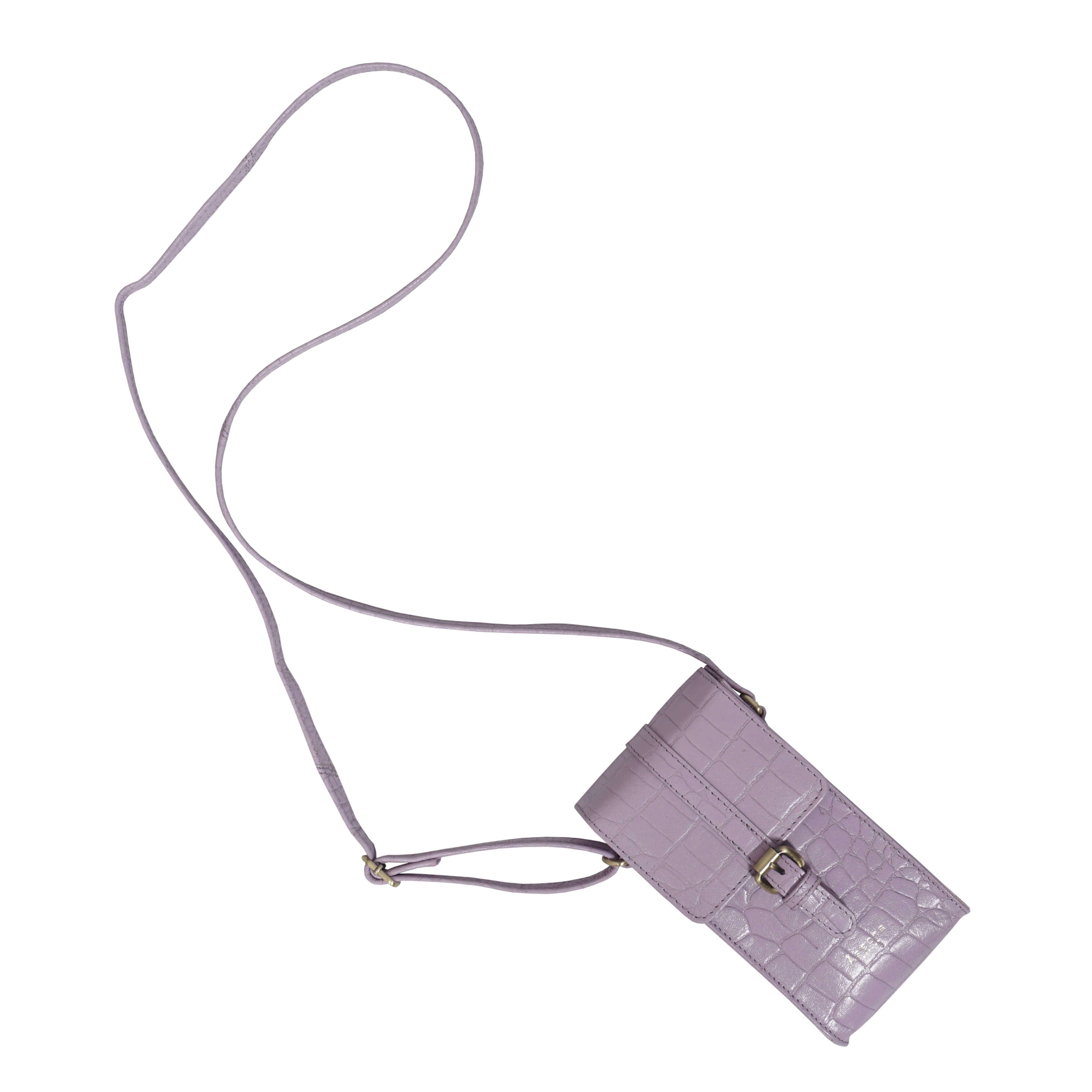 'PETRA' Lilac Croc Real Leather Mobile Phone Crossbody Bag