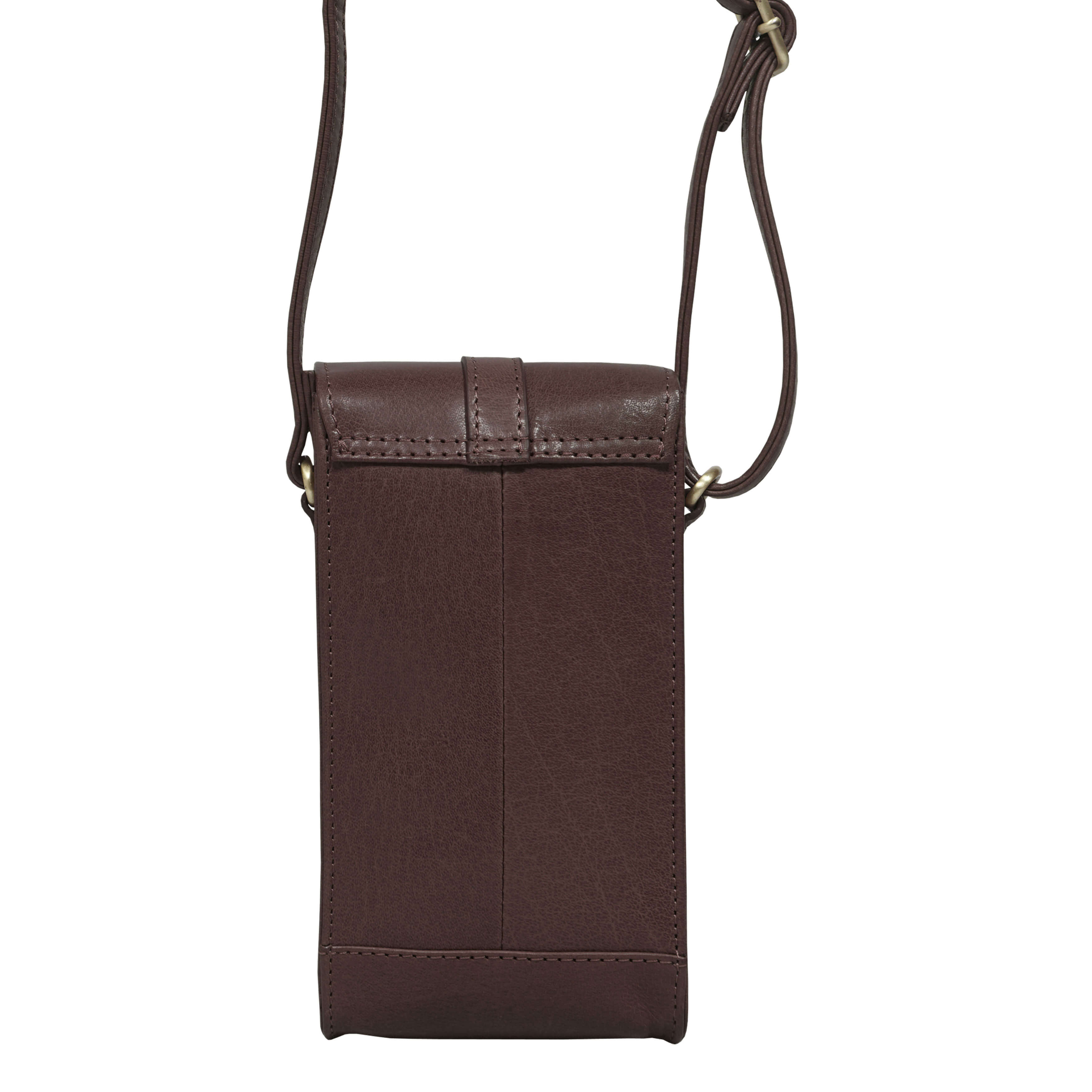 'PETRA' Plum Polished VT Real Leather Mobile Phone Crossbody Bag