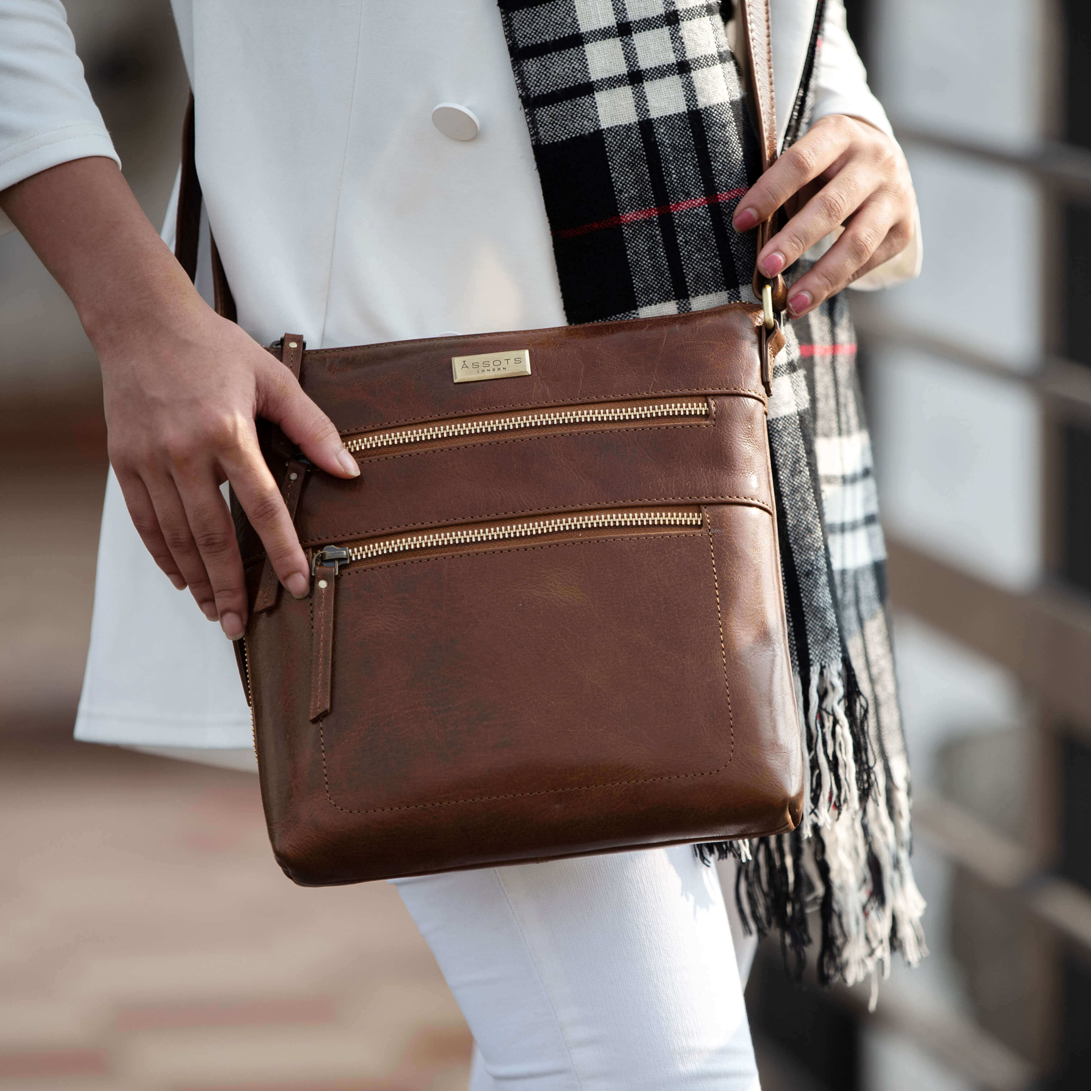 'CORI' Tan Waxy VT Real Leather Crossbody Bag