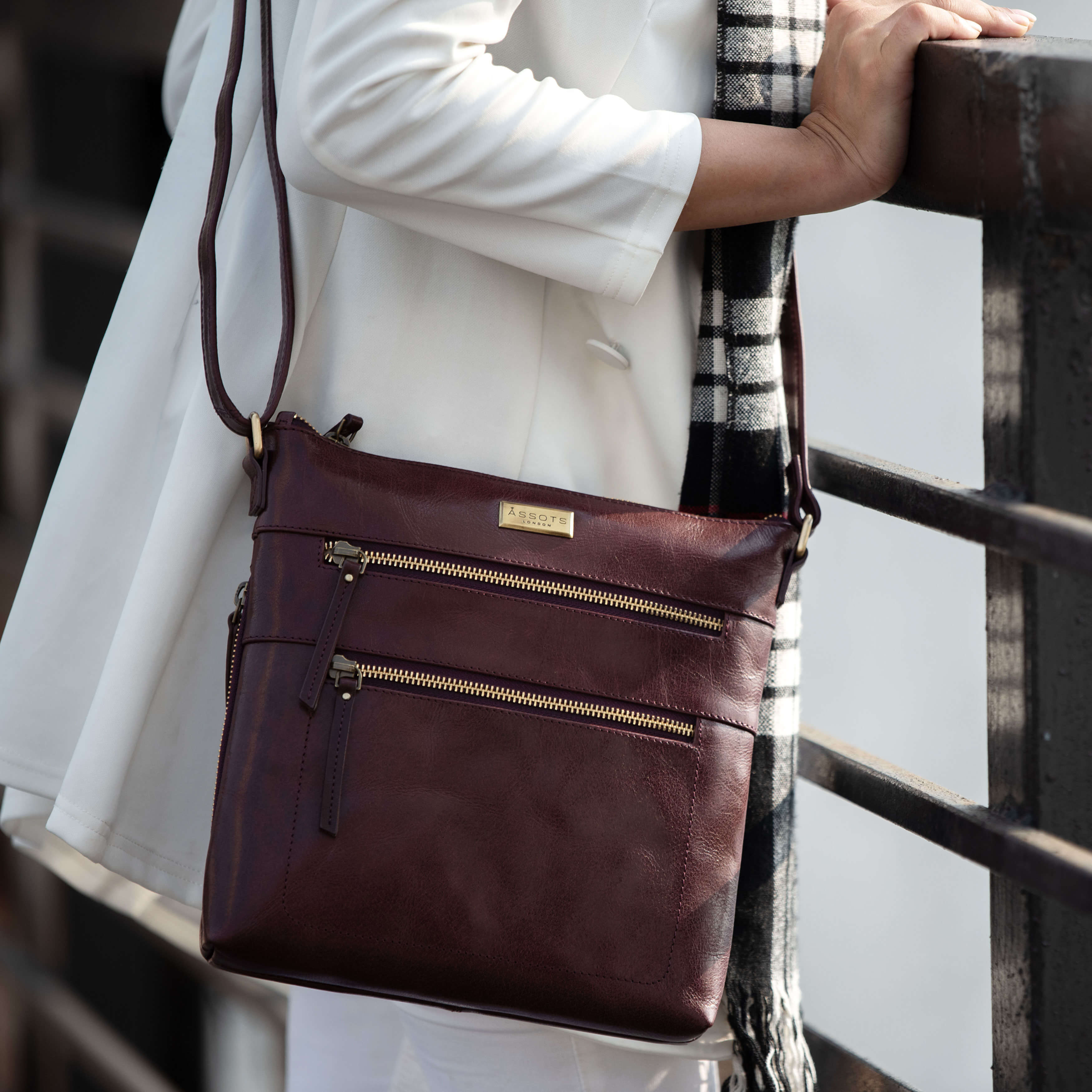 'CORI' Plum Waxy VT Vintage Real Leather Crossbody Bag