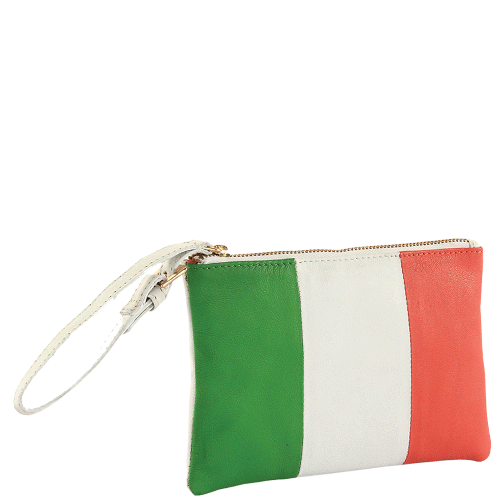 'ITALIAN' Country Flag Designer Leather Wristlet