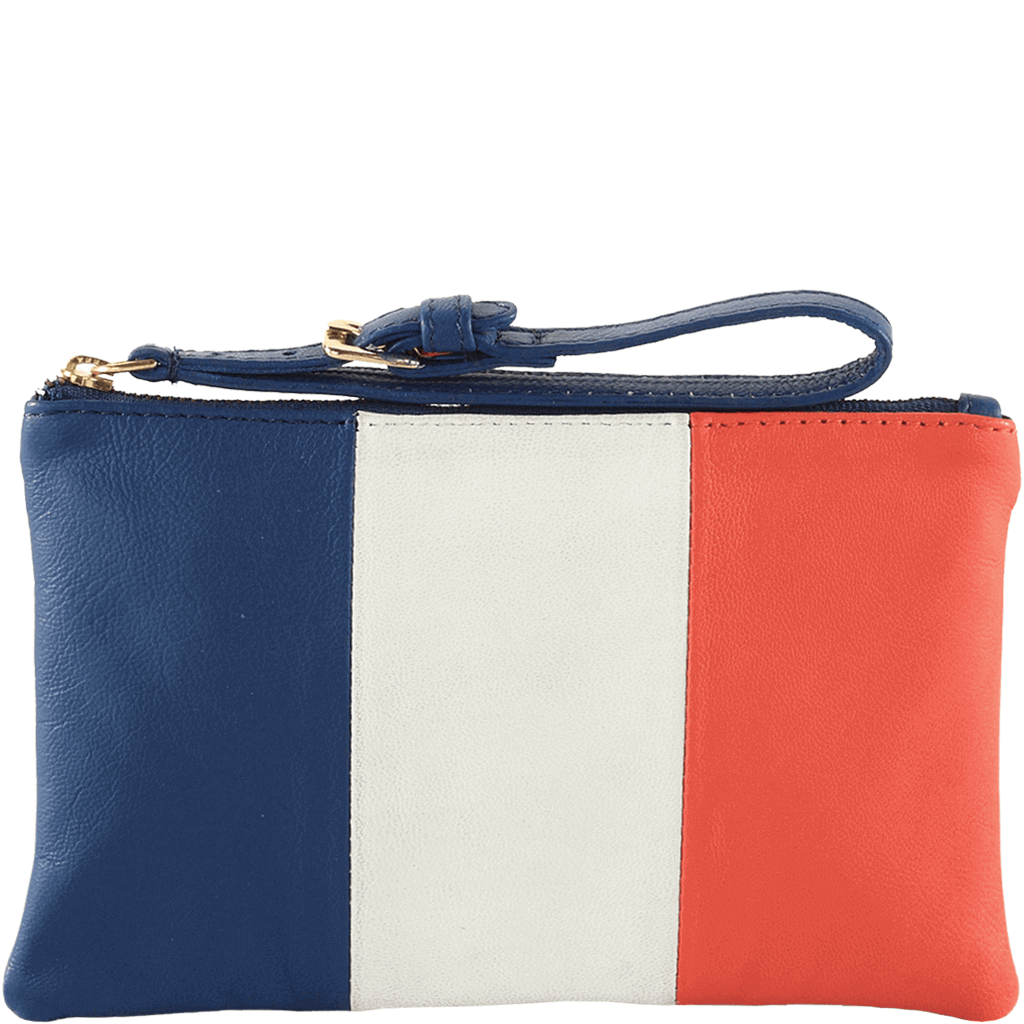 'FRENCH' Country Flag Designer Leather Wristlet