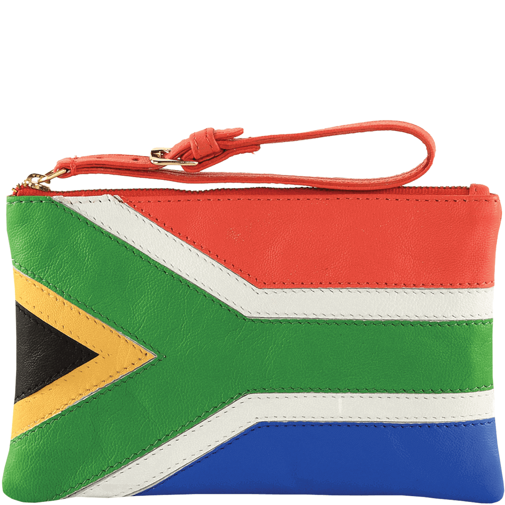 'S. AFRICAN' Country Flag Designer Leather Wristlet