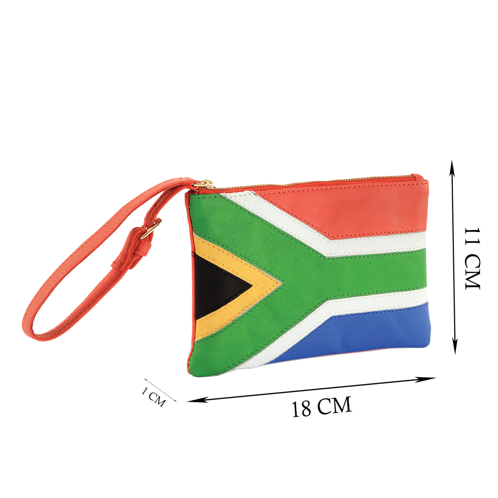 'S. AFRICAN' Country Flag Designer Leather Wristlet