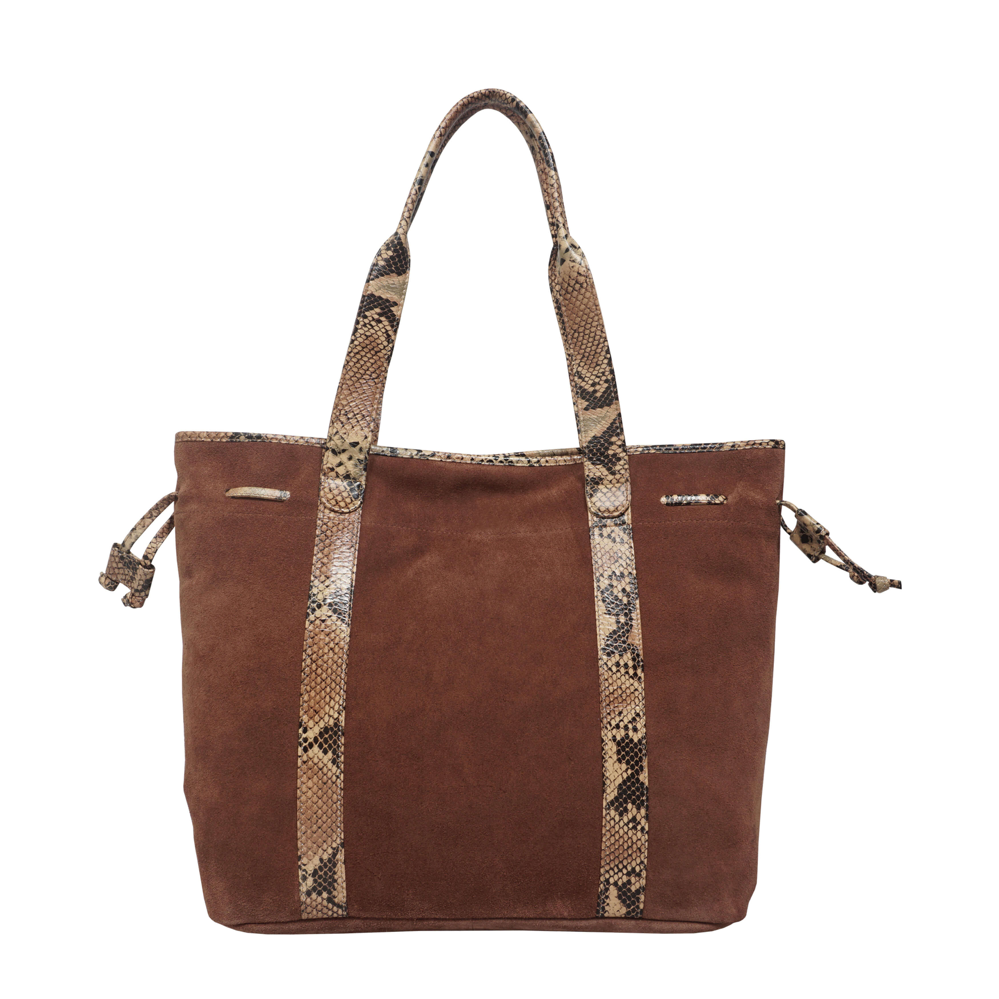 'POLLY' Brown Real Suede Leather Oversized Designer Tote Bag